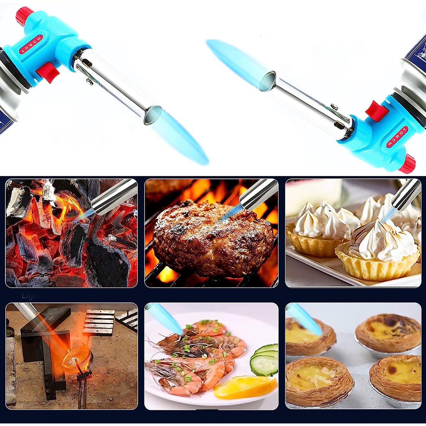 Multiple Use Butane Torch Kitchen Blow Lighter with Adjustable Flame
