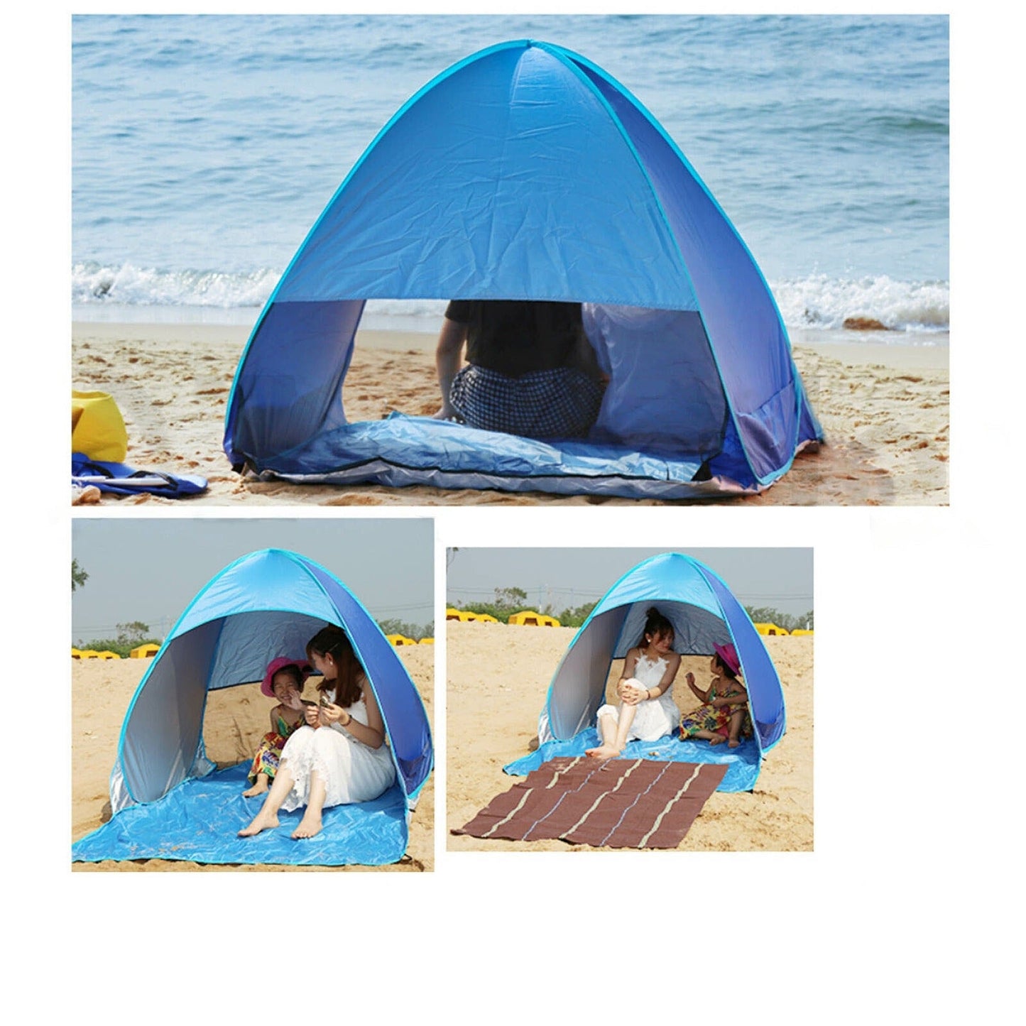 UV Protection Pop Up Beach Canopy Mesh Sun Shade Shelter for Camping