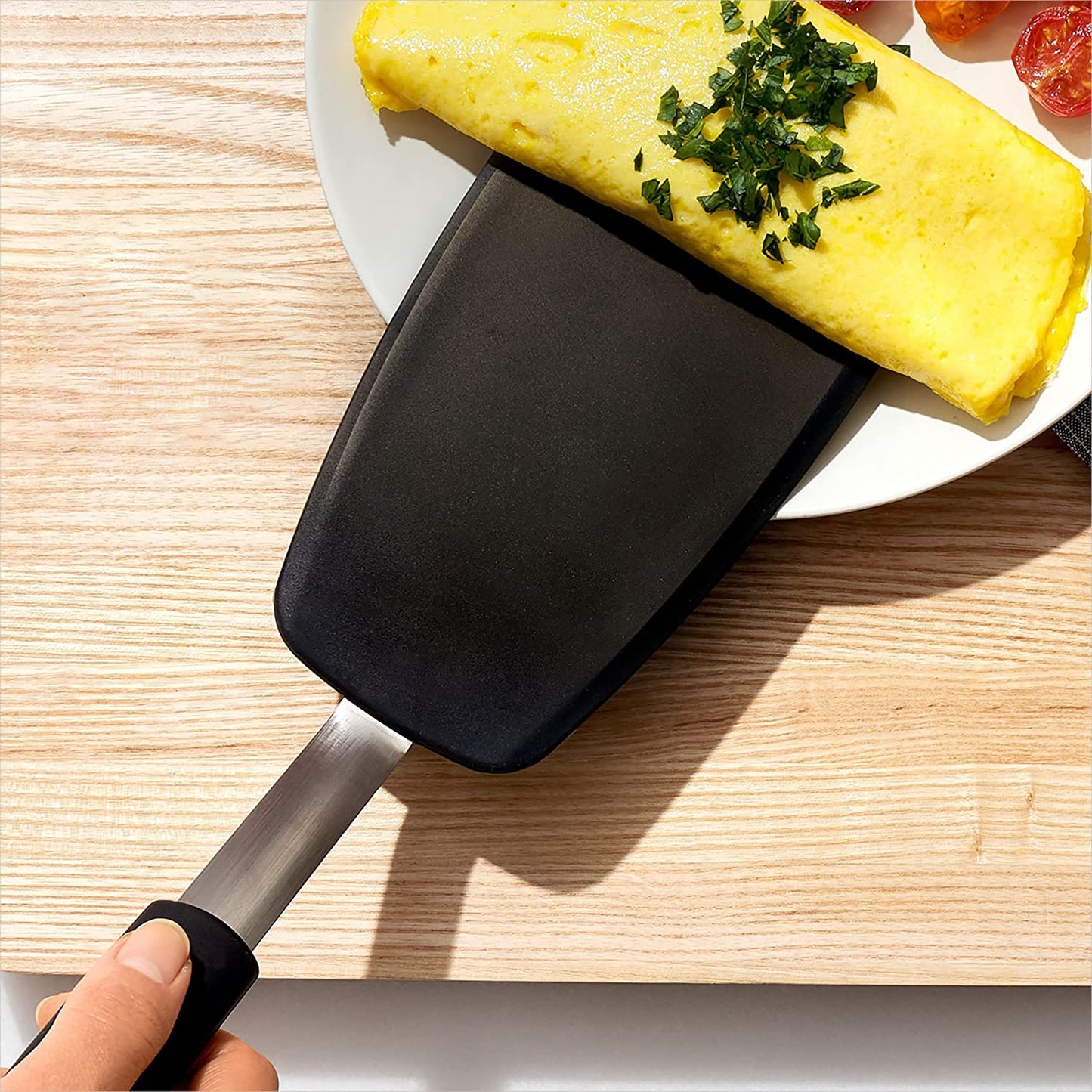 Large Silicone Cooking Spatula for Non-Stick Cookware - Black