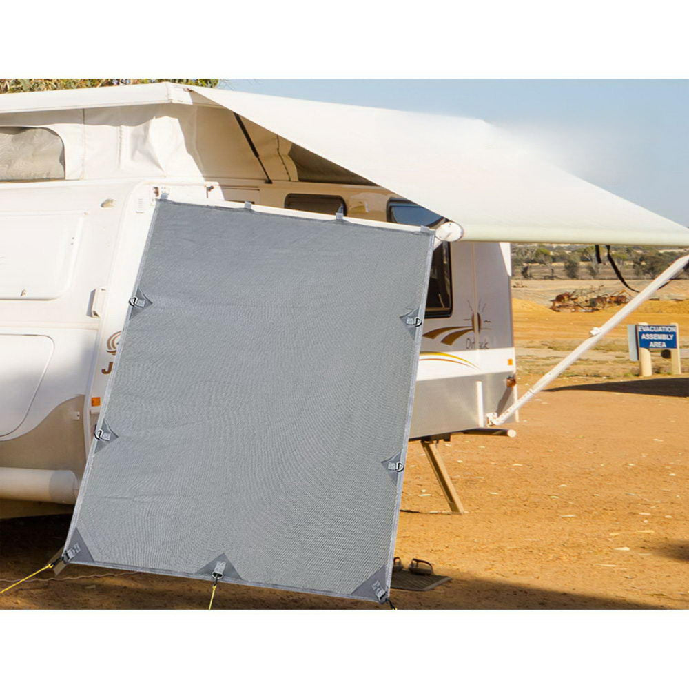 Caravan Privacy Screen End Wall Side Sun Shade Roll Awning 200GSM - Grey