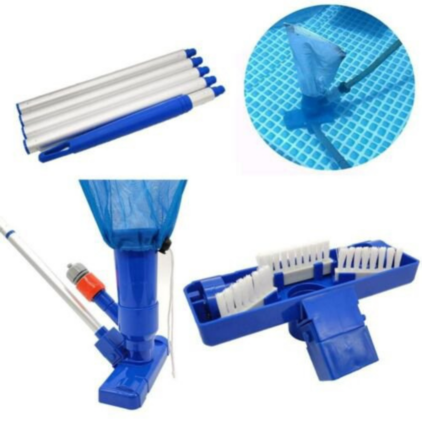 Swimming Pool Spa Pond Vacuum Cleaner Set with Brush and Pole