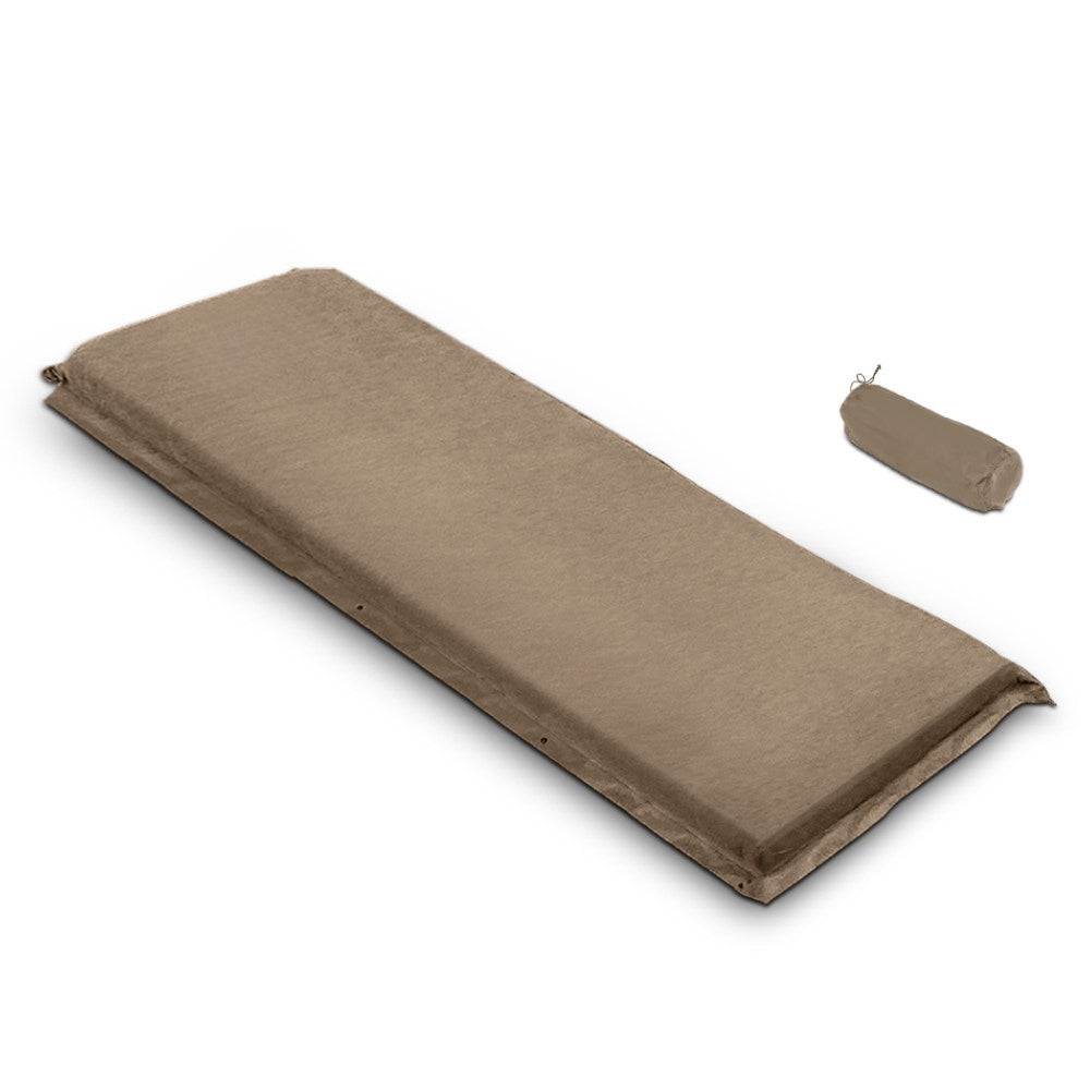 Camping Self Inflating Matress Joinable Single - Coffee