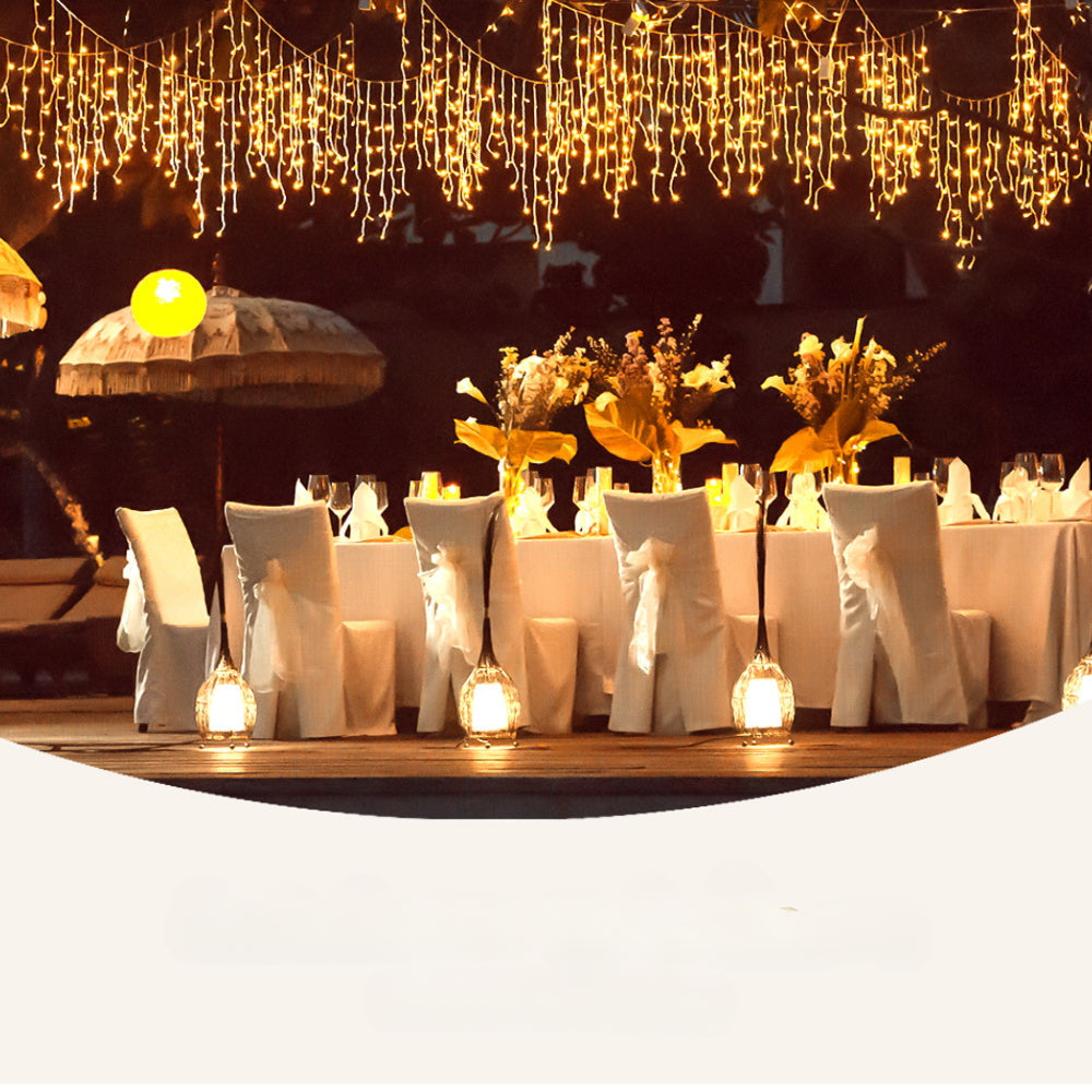 Solar Christmas Icicle Lights Outdoor Xmas Party Warm White 500 LED - 20m