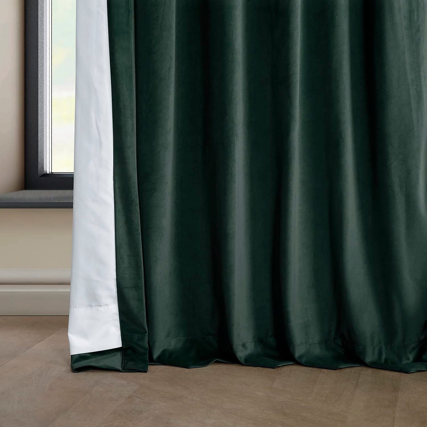 1 Panel Heritage Plush Velvet Curtain for Bedroom and Living Room 50x96 Inch -  Forestry Green