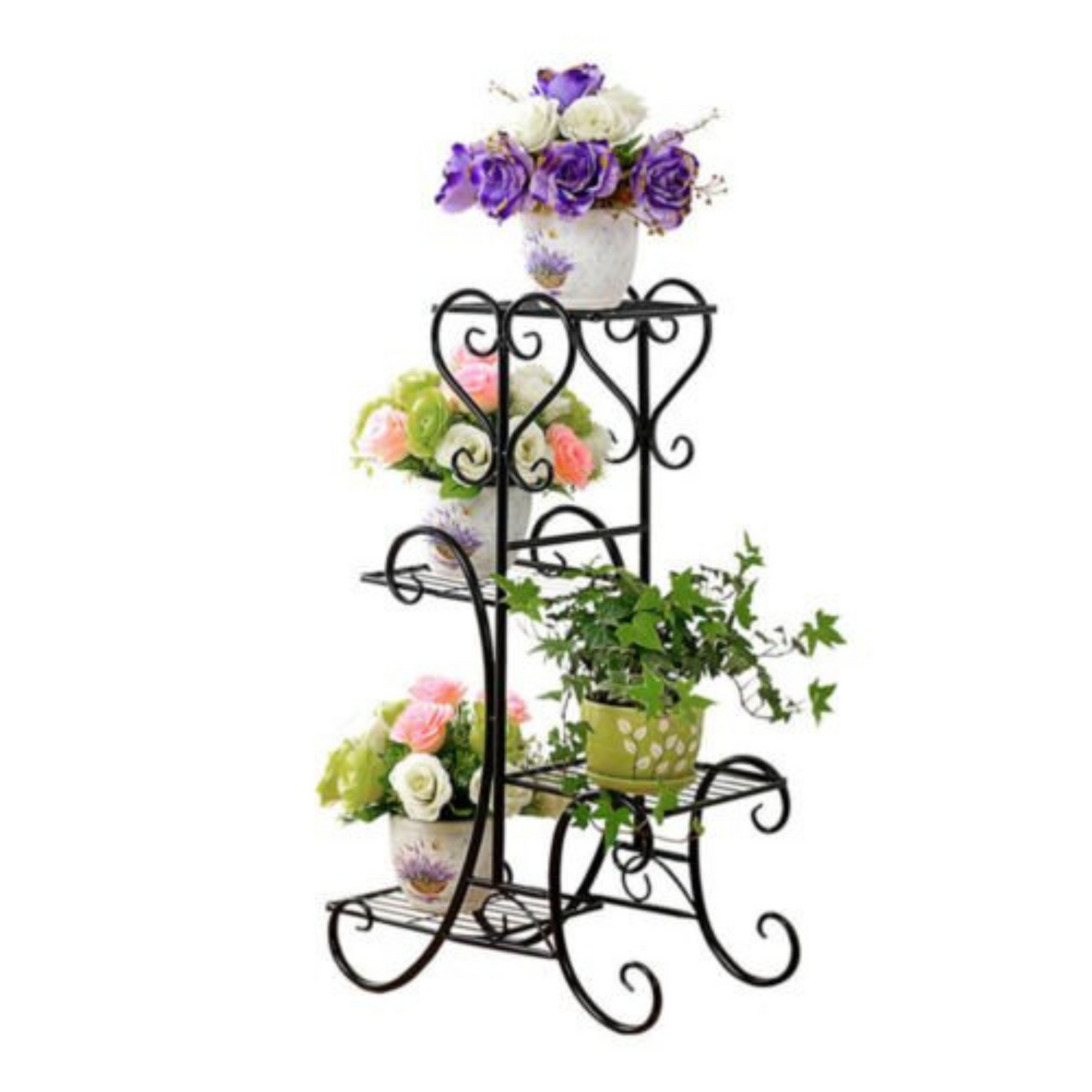 4 Tier Metal Plant Stand Indoor Outdoor Planter Rack for Pots and Flowers