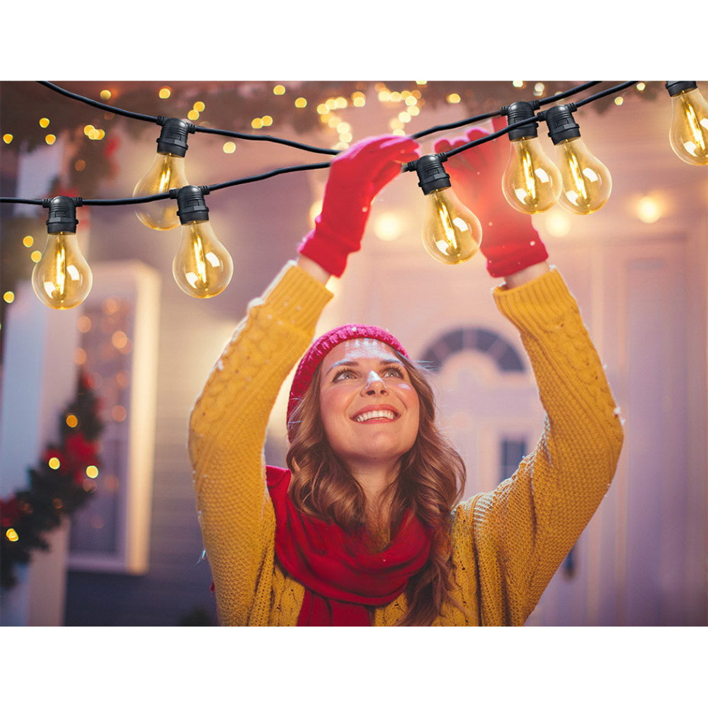 Festoon LED String Lights Outdoor Party Garden Decor - 77m