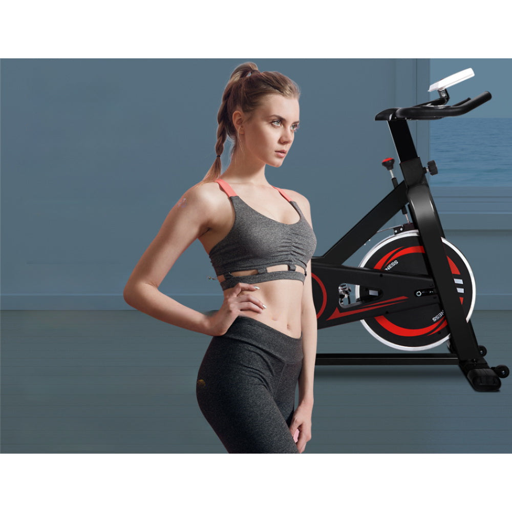 Spin Exercise Bike Cycling Fitness Home Workout Gym Black - Max User Weight 110kg
