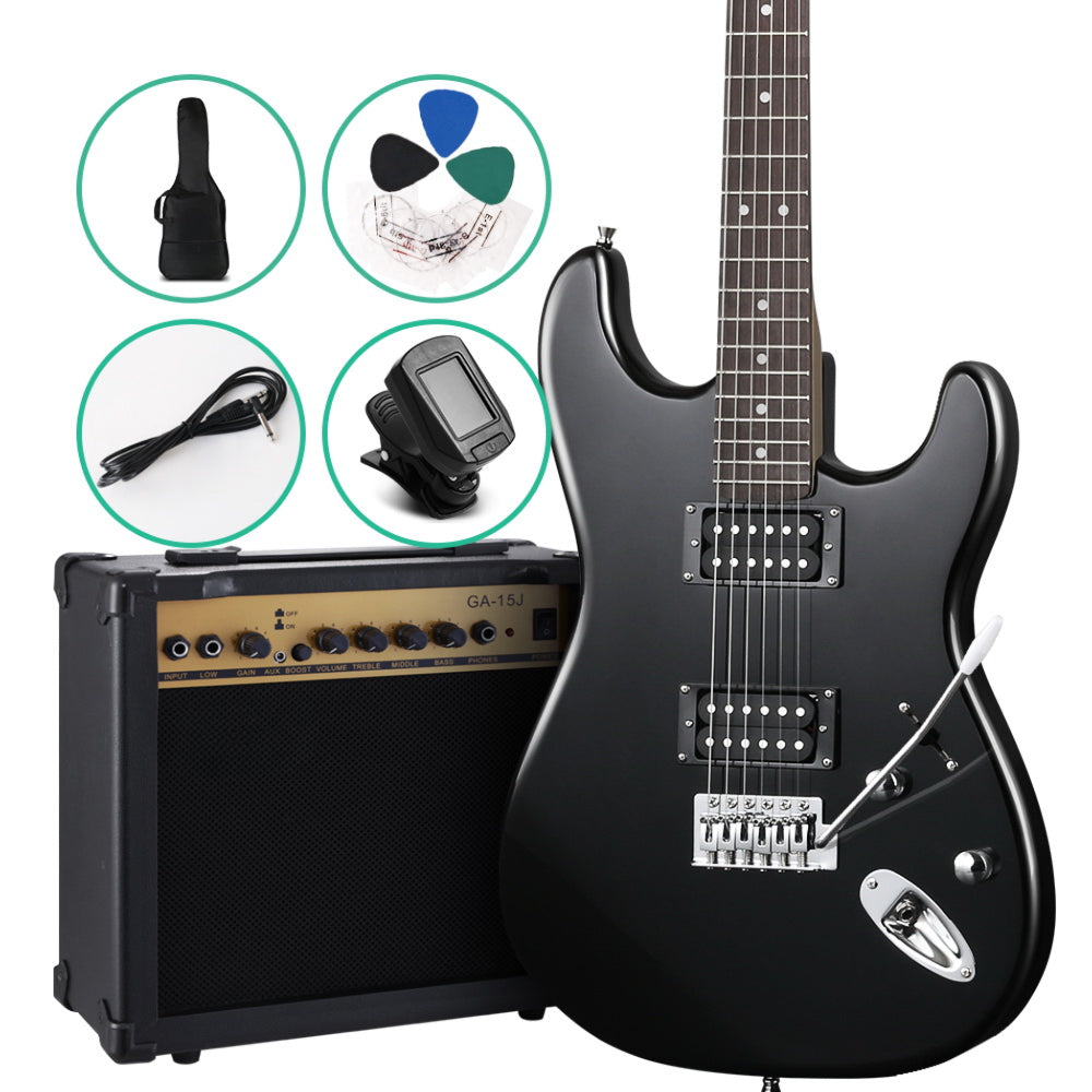 Electric Guitar And AMP Music String Instrument Rock Black Carry Bag Steel String