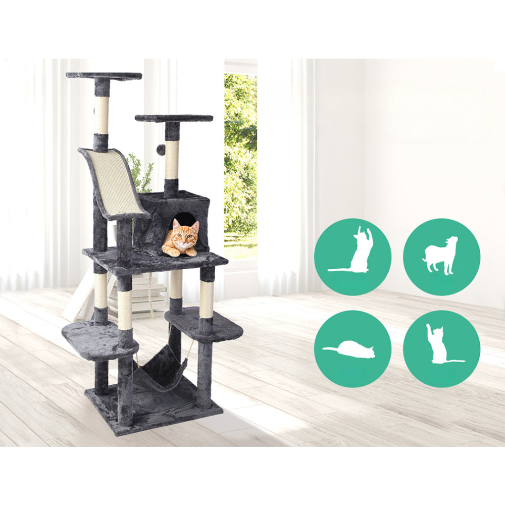 Cat Tree Scratching Post Tower House Furniture Wood - 171cm