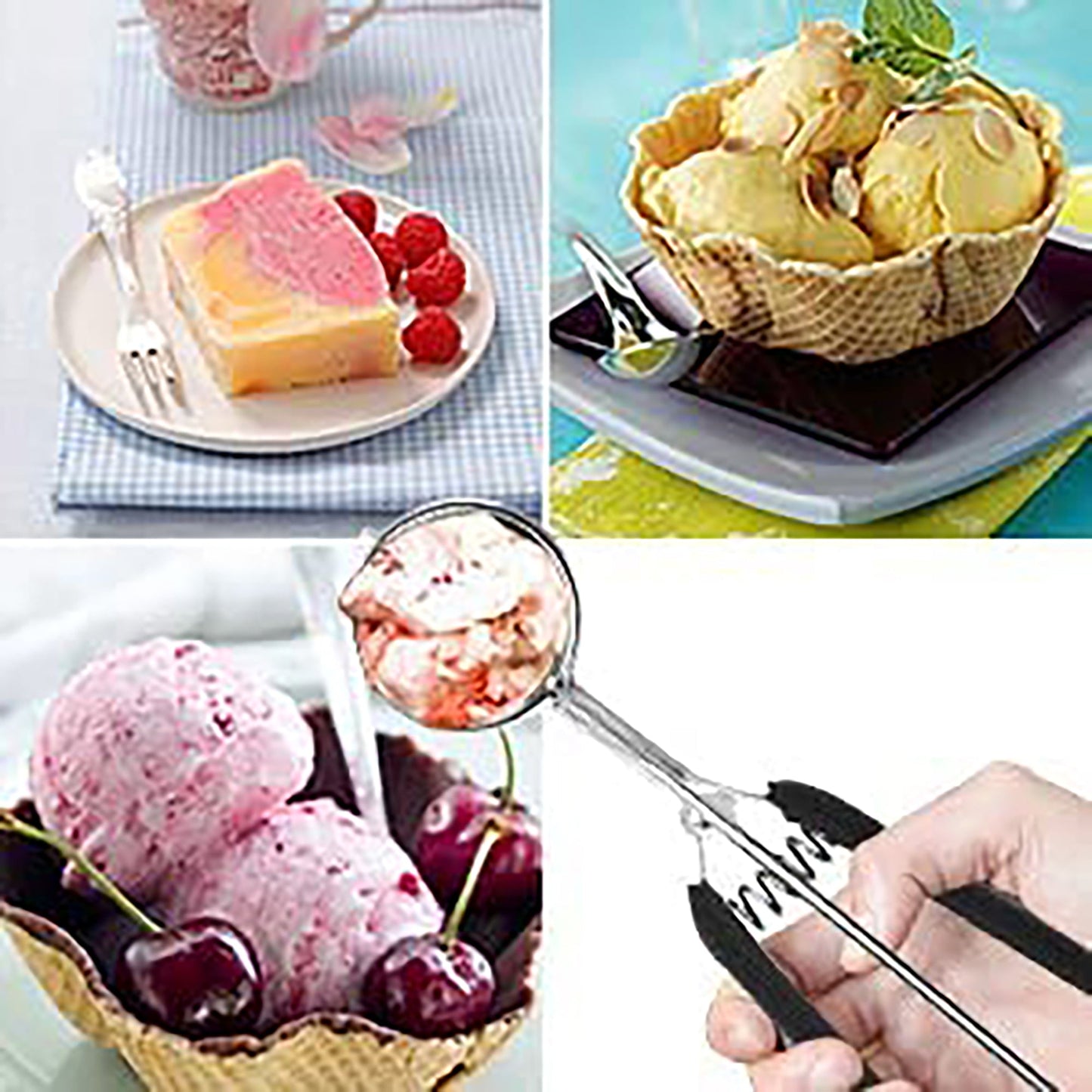 Stainless Steel Ice Cream Scoop with Trigger and Soft Silicone Handle - Black
