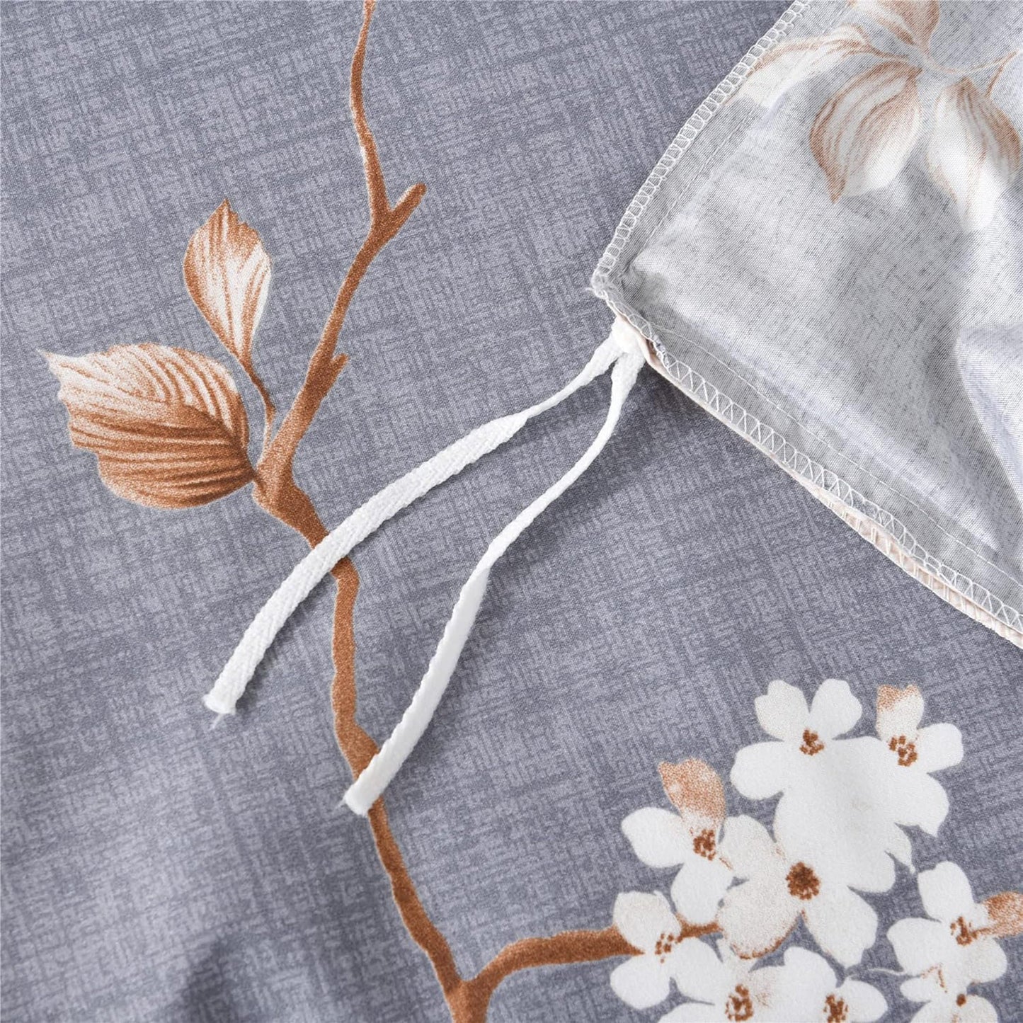 Soft Microfibre Bedding Quilt Cover Set - Grey Floral