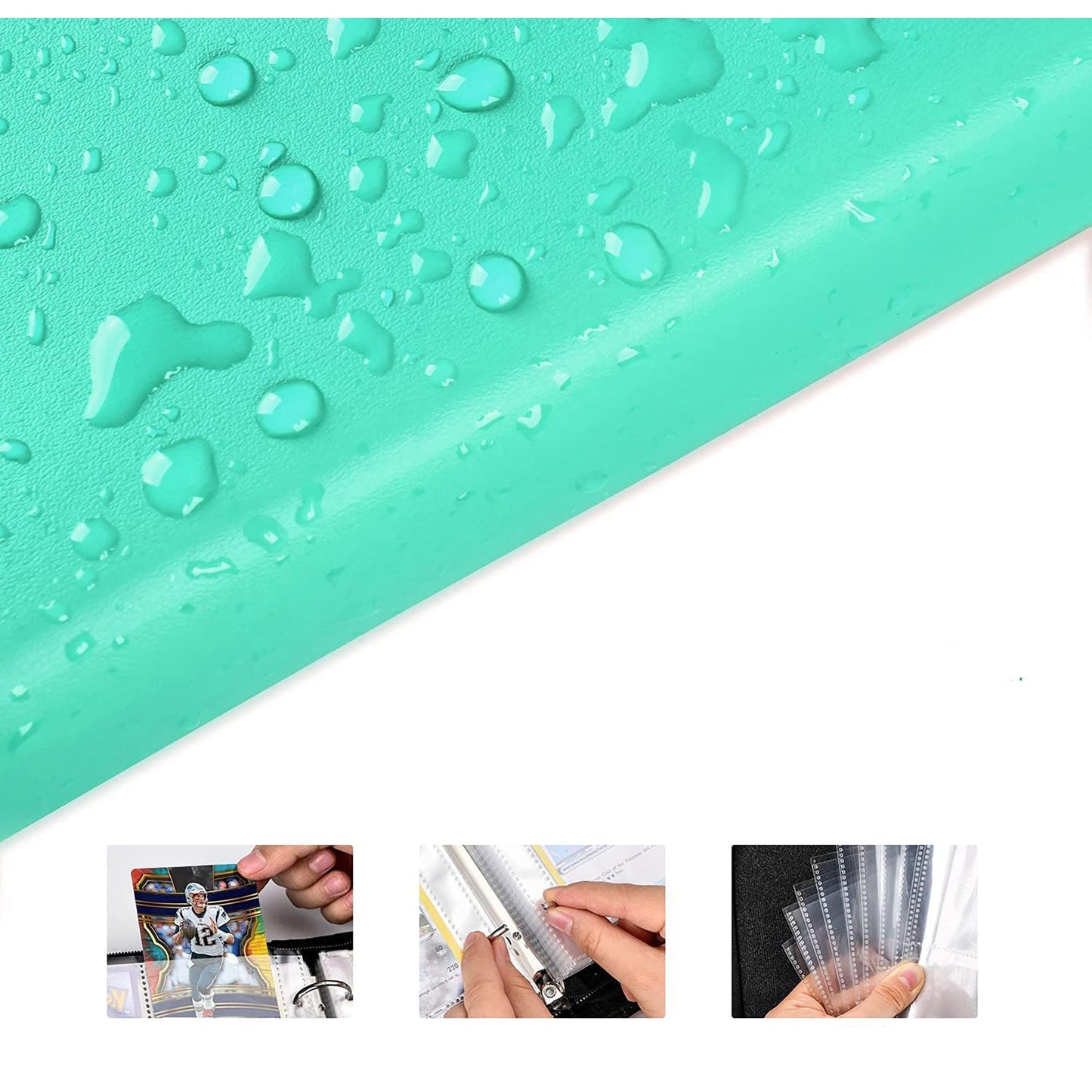 9-Pocket Pages Sleeves Card Binder Protector for PKMN Trading Cards 900 Pockets Card - Teal