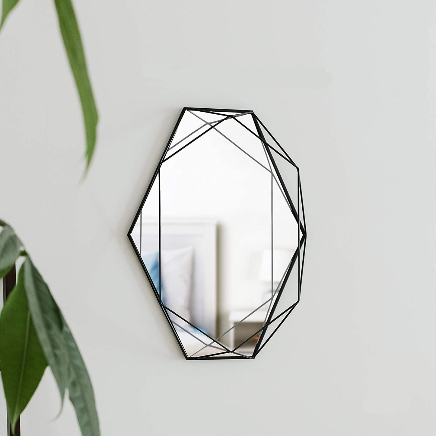 Modern Geometric Shaped Oval Wall Mirror Home Decor - Black