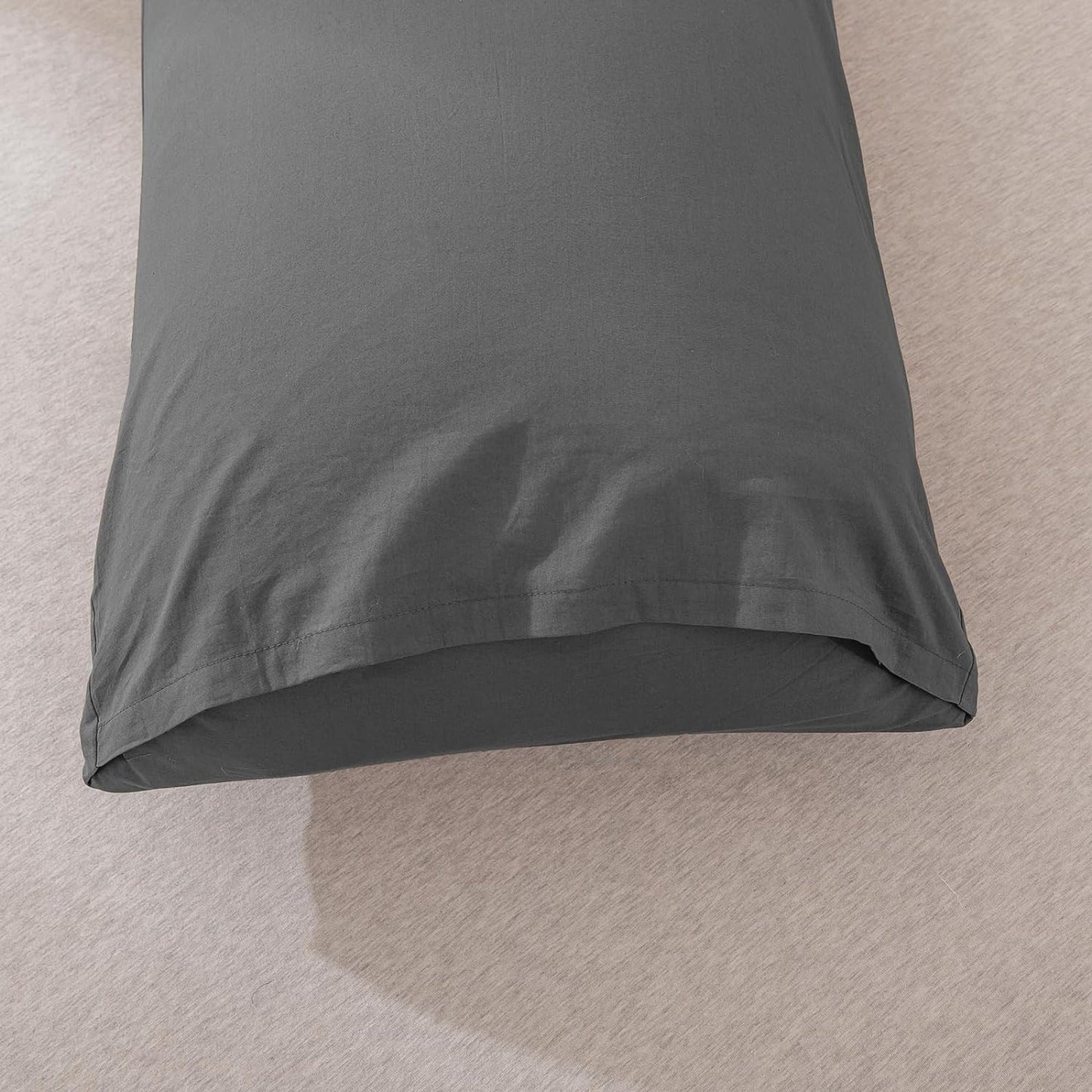 225TC Soft and Cozy Hypoallergenic Cotton Washed Quilt Cover Set - Dark Grey