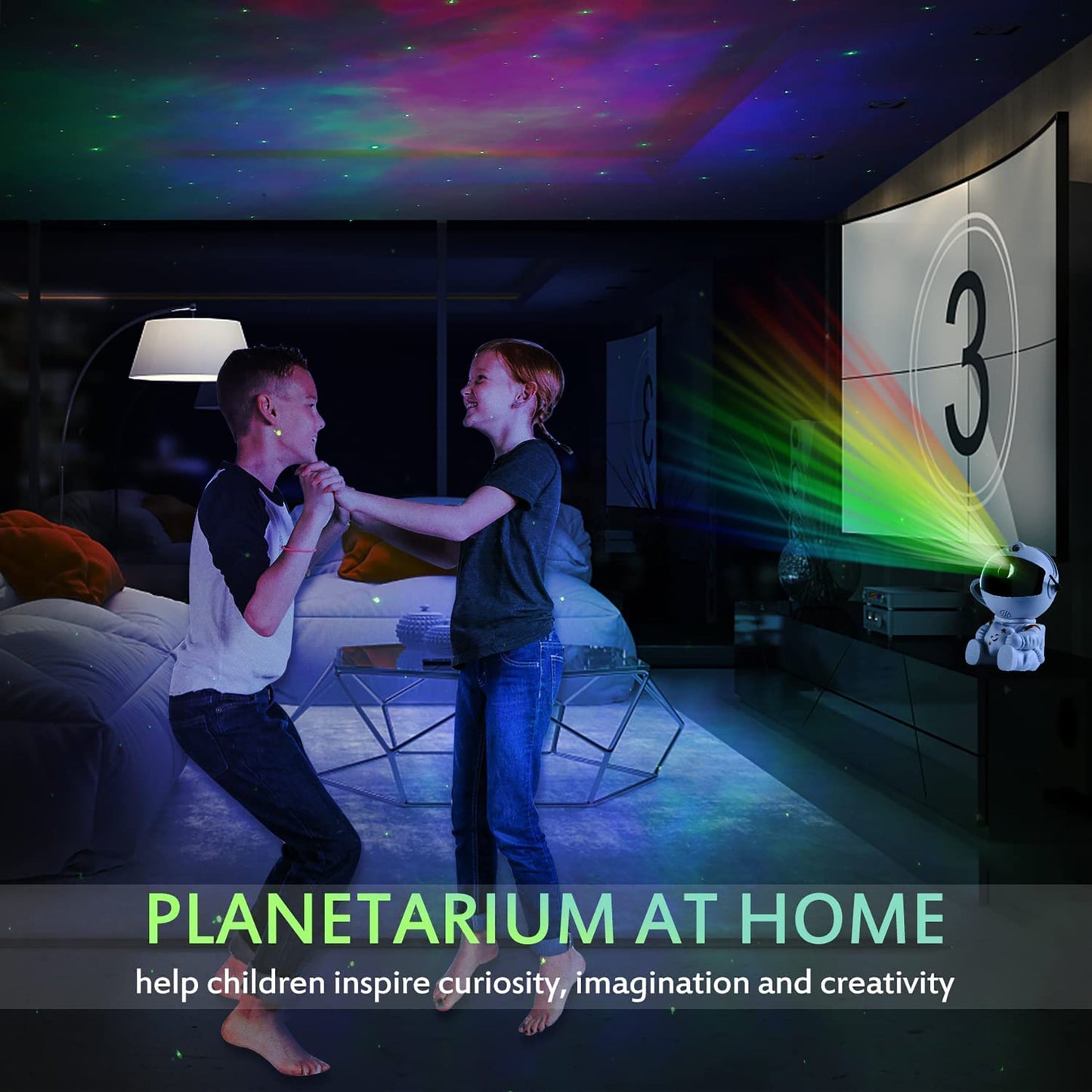 Sitting Galaxy Adjustable Projector Night Light with Timer and Remote Control Room Decor
