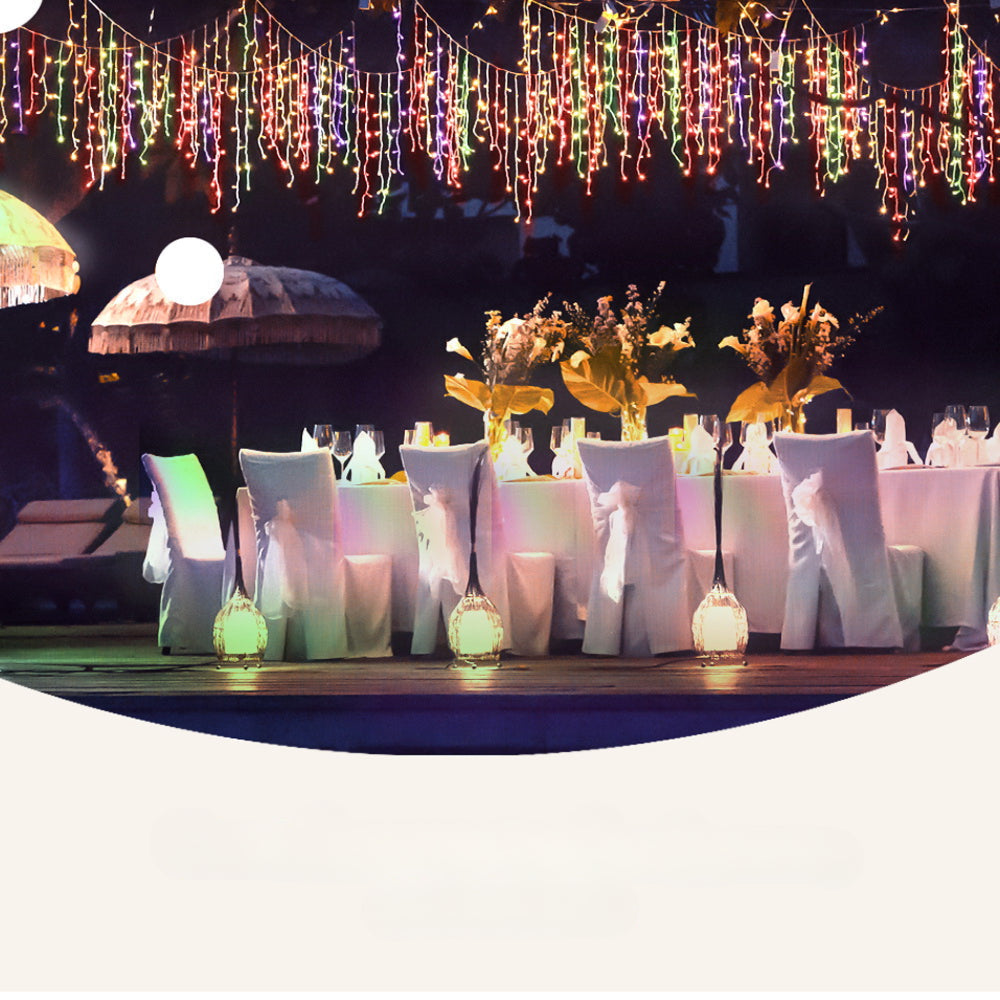 Solar Christmas Icicle Lights Outdoor Xmas Party Multicolour 500 LED - 20m
