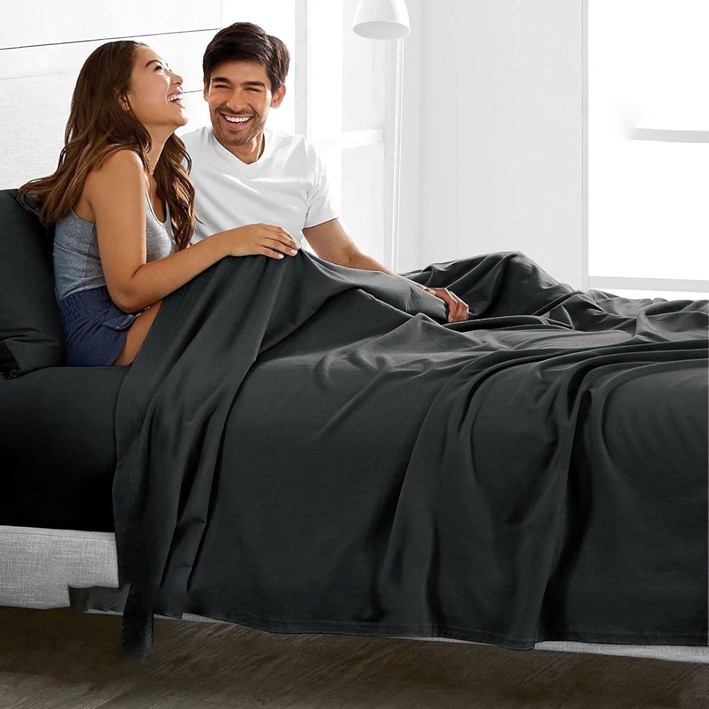 2000TC Breathable Microfibre Deep Pocket Bed Sheet Set - Black