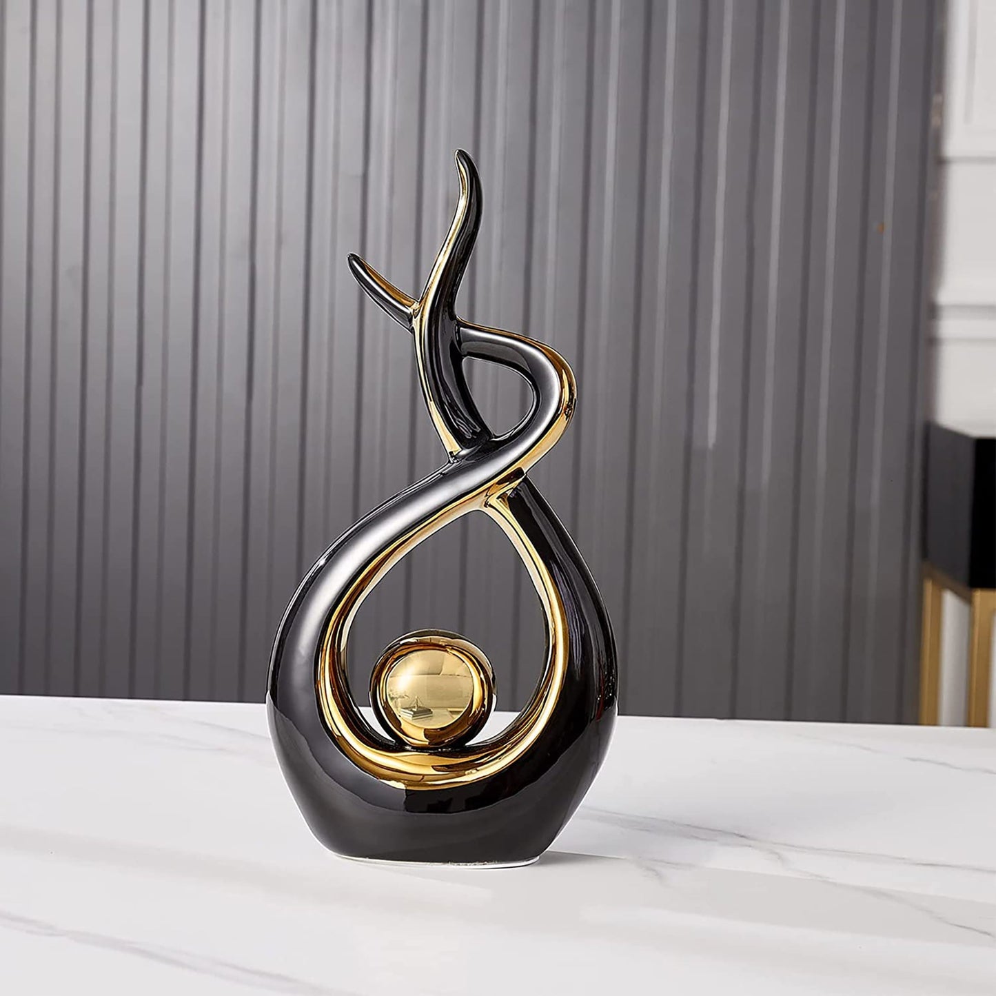 Modern Art Ceramic Statue Table Centerpiece Decorations Home Decor - Black