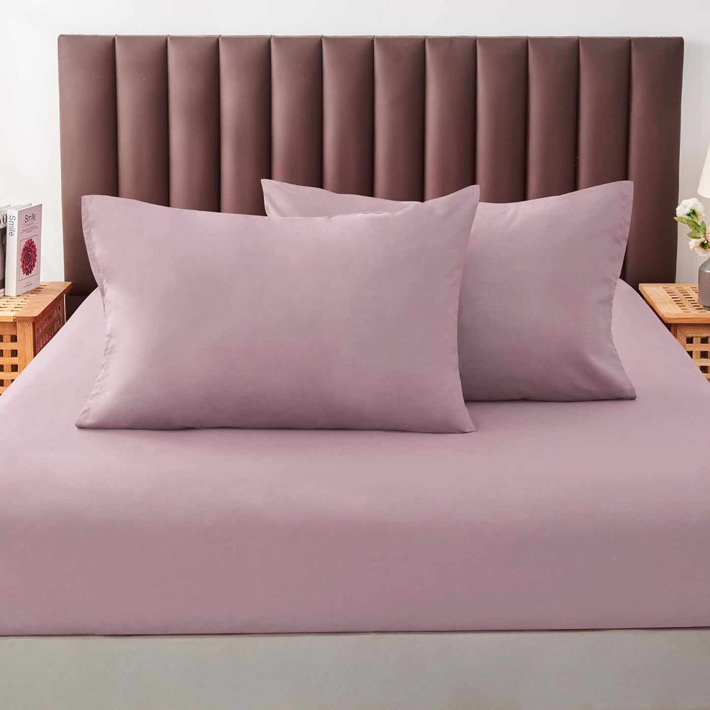 Envelope Closure Soft and Breathable 1000TC Cotton Blend Pillowcases - Light Pink