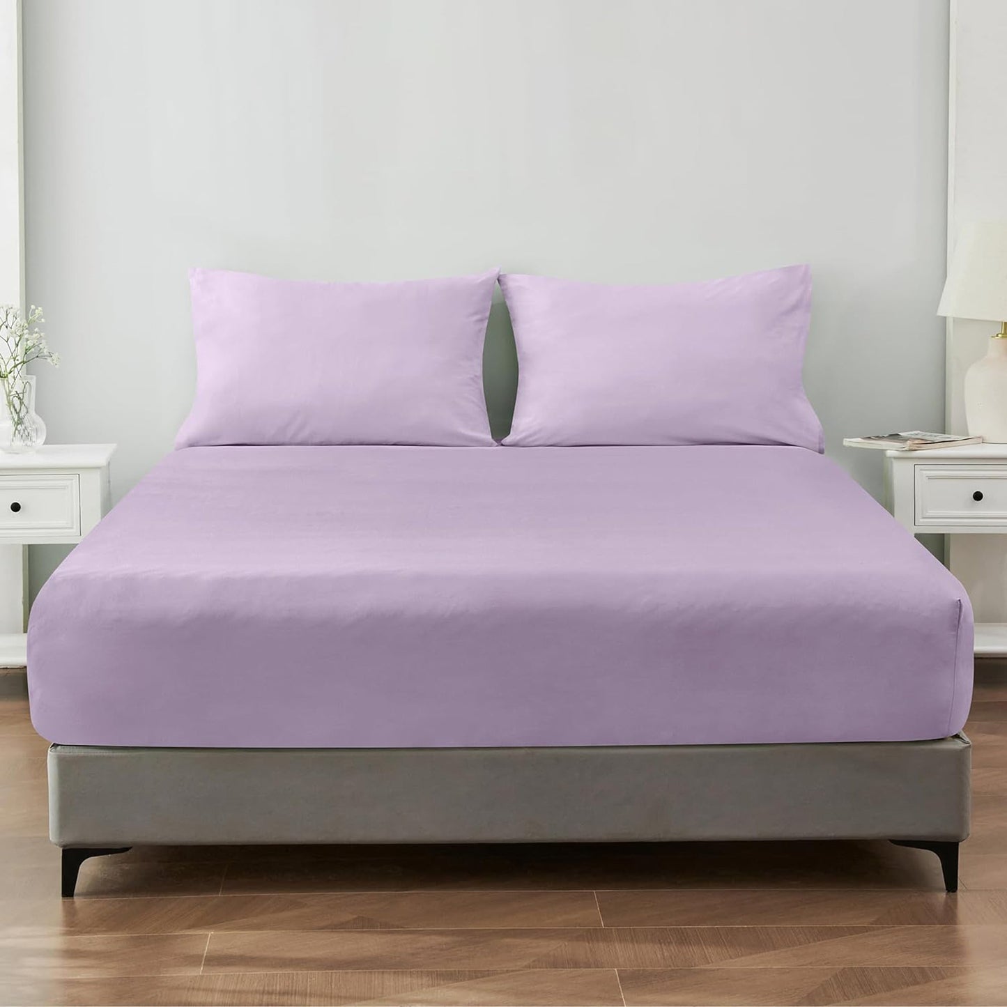 1200TC Sateen Weave Premium 100% Cotton Fitted Sheet - Lavender