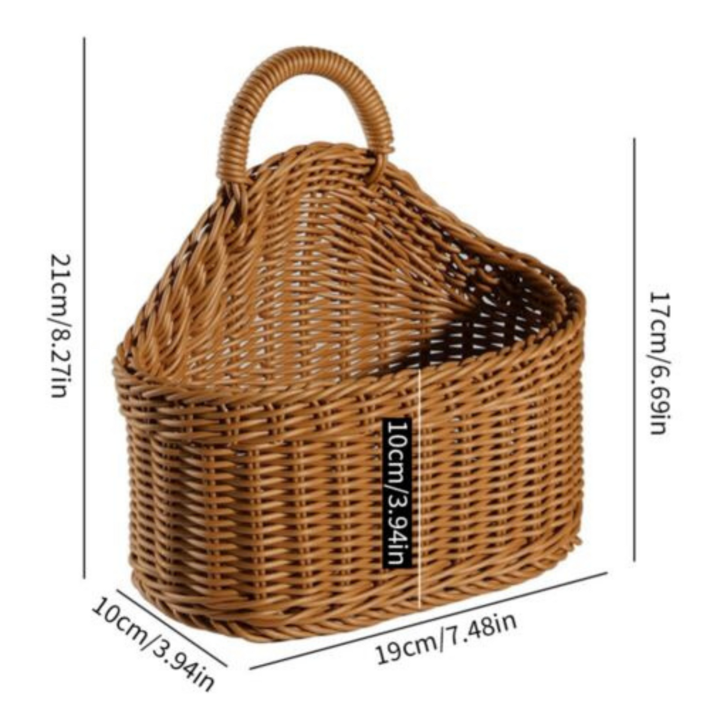 Handmade Wicker Rattan Basket Wall Hanging Planter for Home Decor
