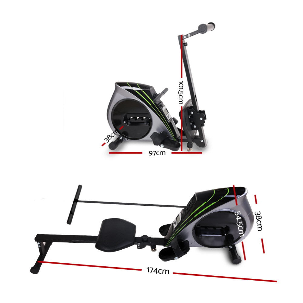 Rowing Exercise Machine Rower Resistance Home Gym - Grey
