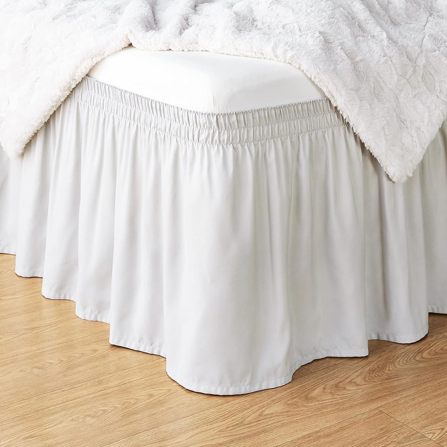 Microfibre Lightweight Elegantly Styled Ruffled Bed Skirt - Light Grey