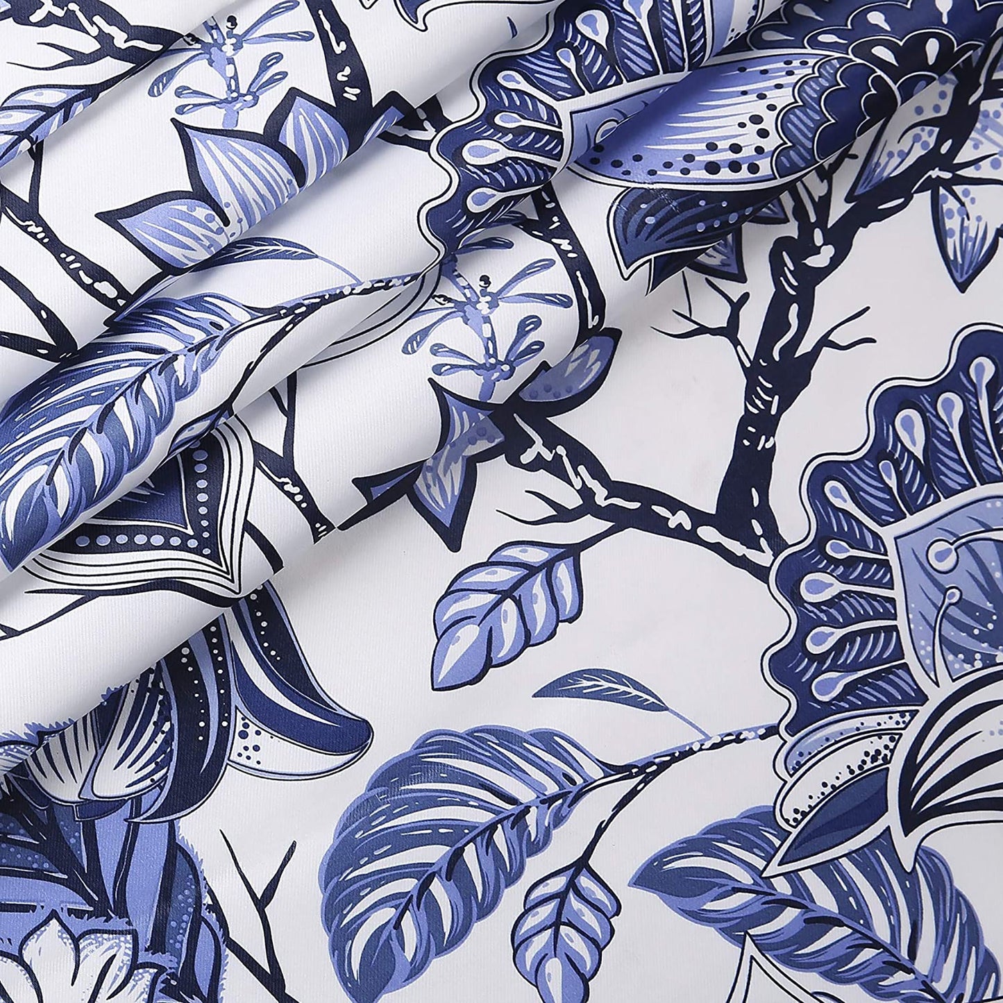 Cynthia Jacobean Room Darkening Window Curtain Set 84x52 Inch -  Blue