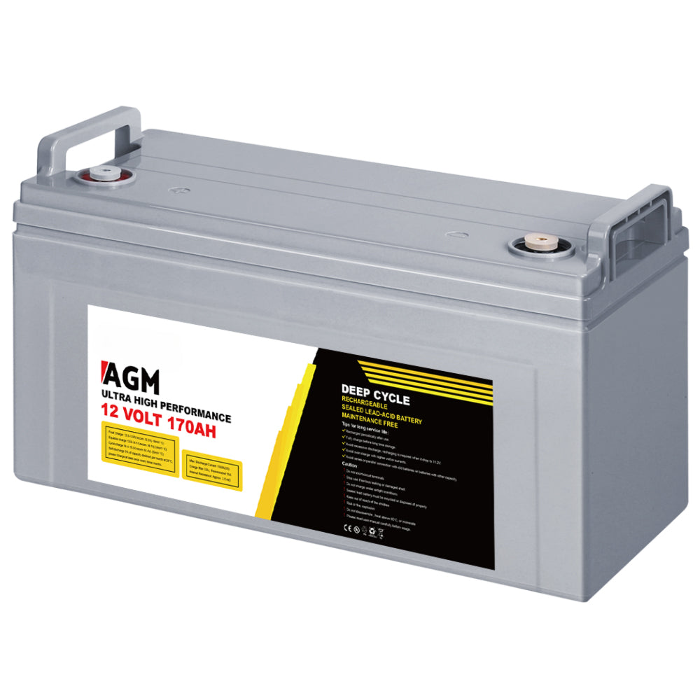 Solar Powered Marine Battery Battery Caravan Box AGM 170Ah - 12V