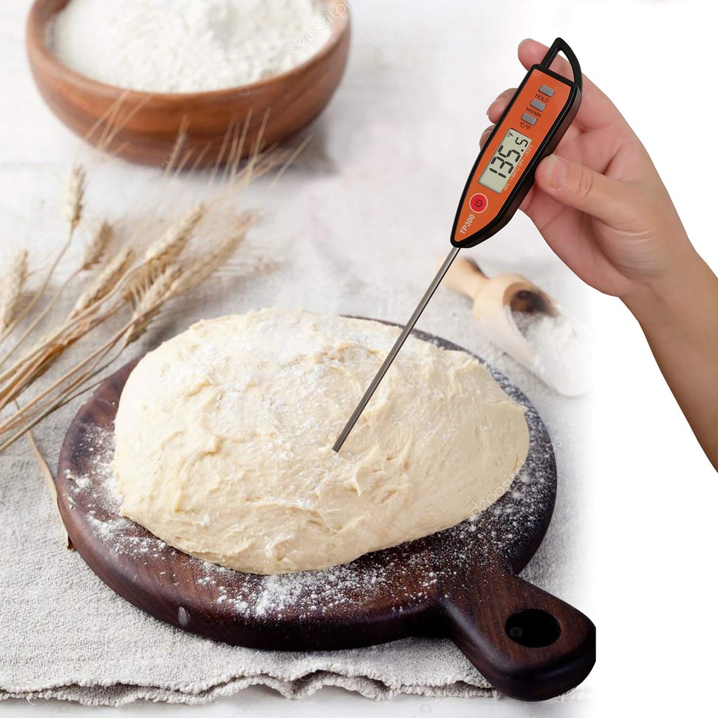 Fast Reading Digital Food Thermometer for Baking Meat Grilling Roasting - Orange