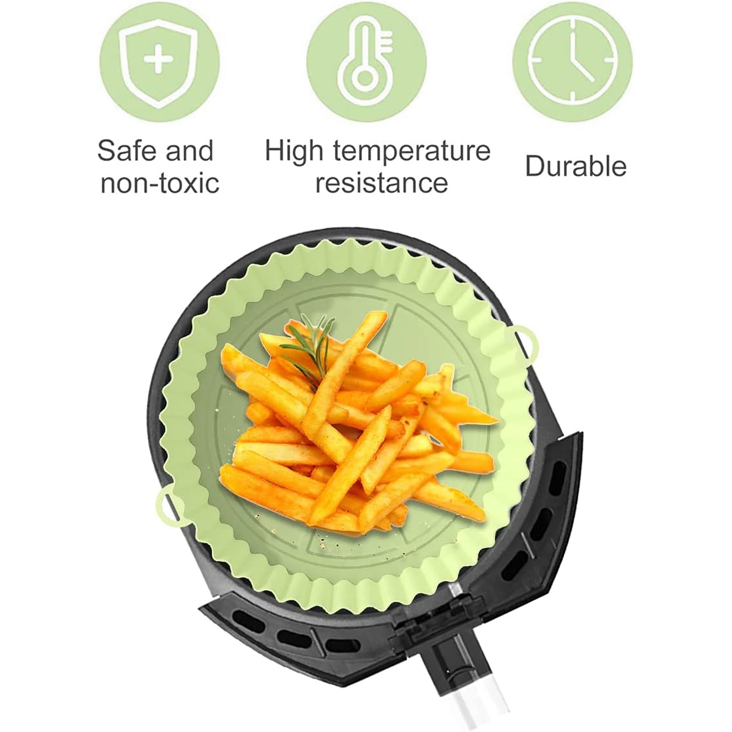 Air Fryer Reusable Non Stick Heat Resistant Silicone Pots 2 Pcs - Green