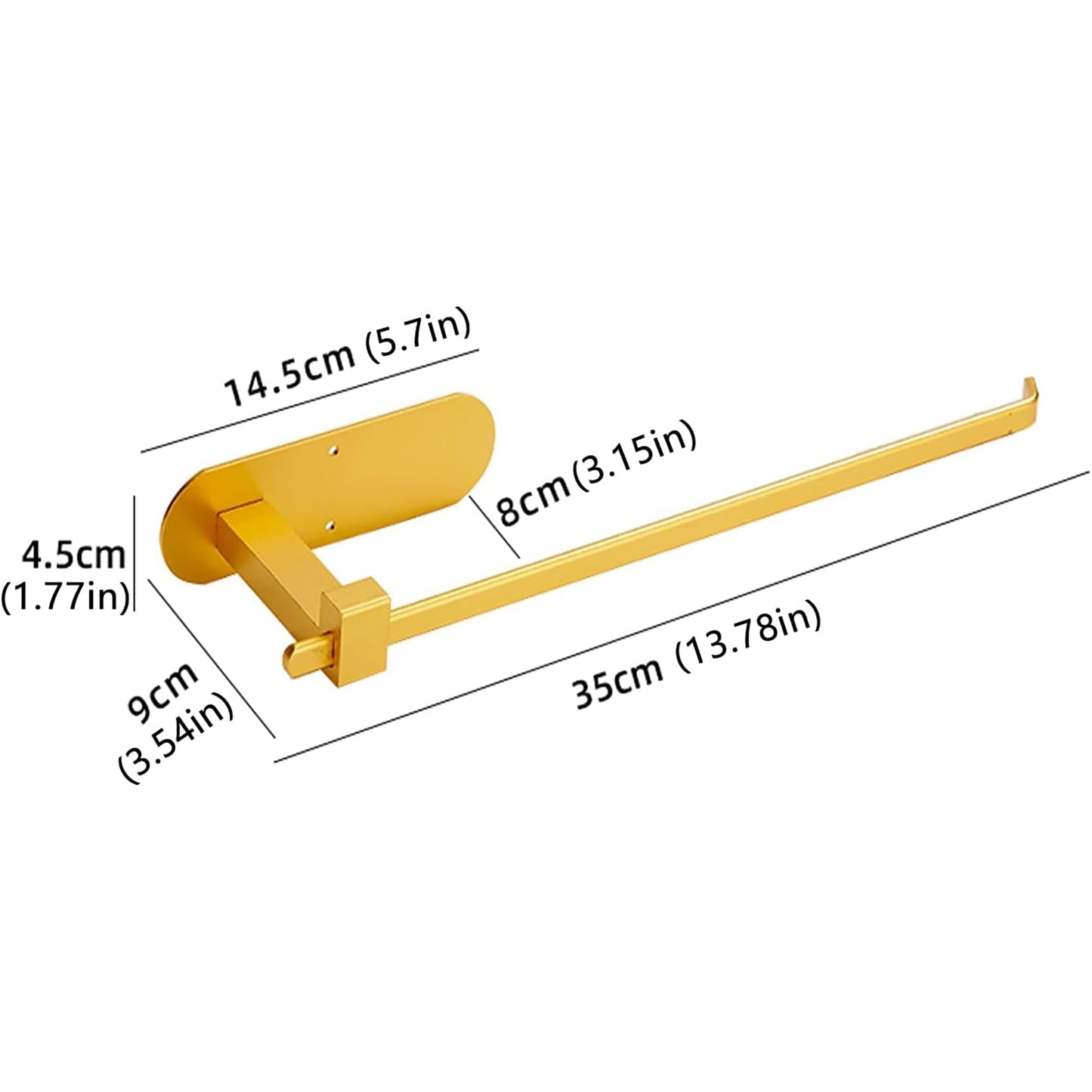 Aluminum Paper Tower Holder Self Adhesive or Drilling 13.78 Inch - Pure Gold