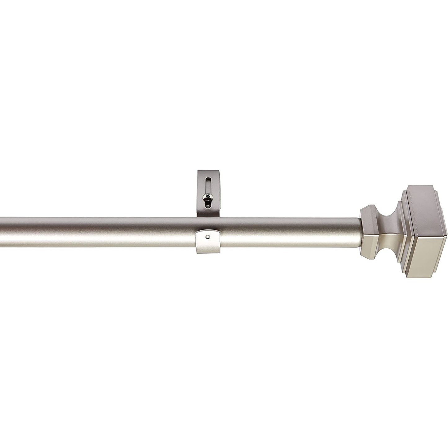 Wall Mounted Curtain Rod with Square Finials 36 to 72 Inch - Nickel