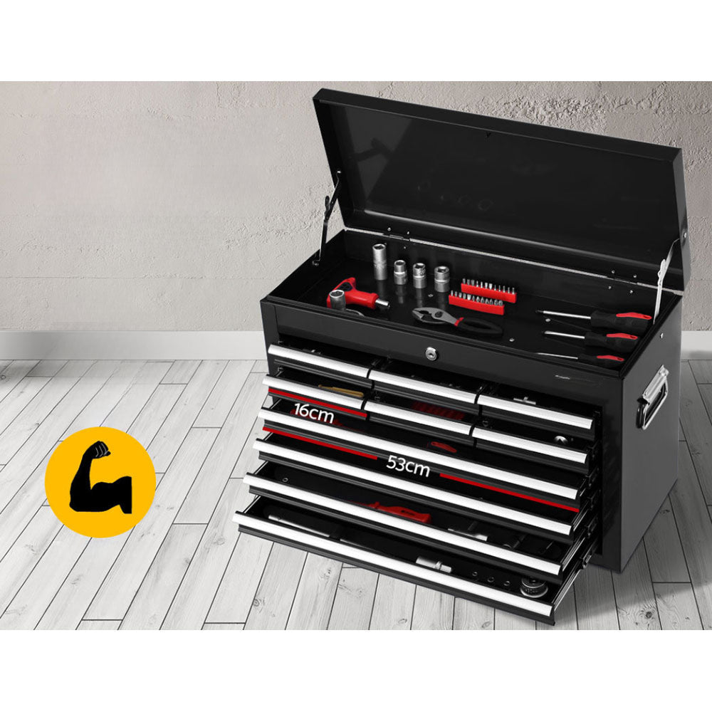Garage Mechanic Trolley Chest Cabinet Toolbox 17 Drawers - Black