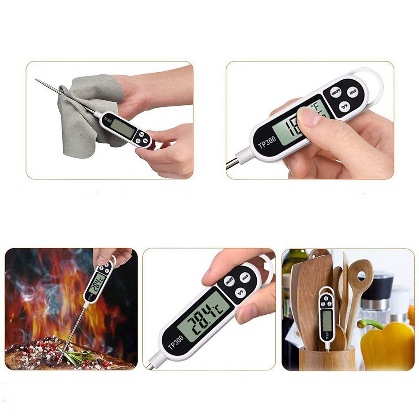 Fast Reading Digital Food Cooking Thermometer - White