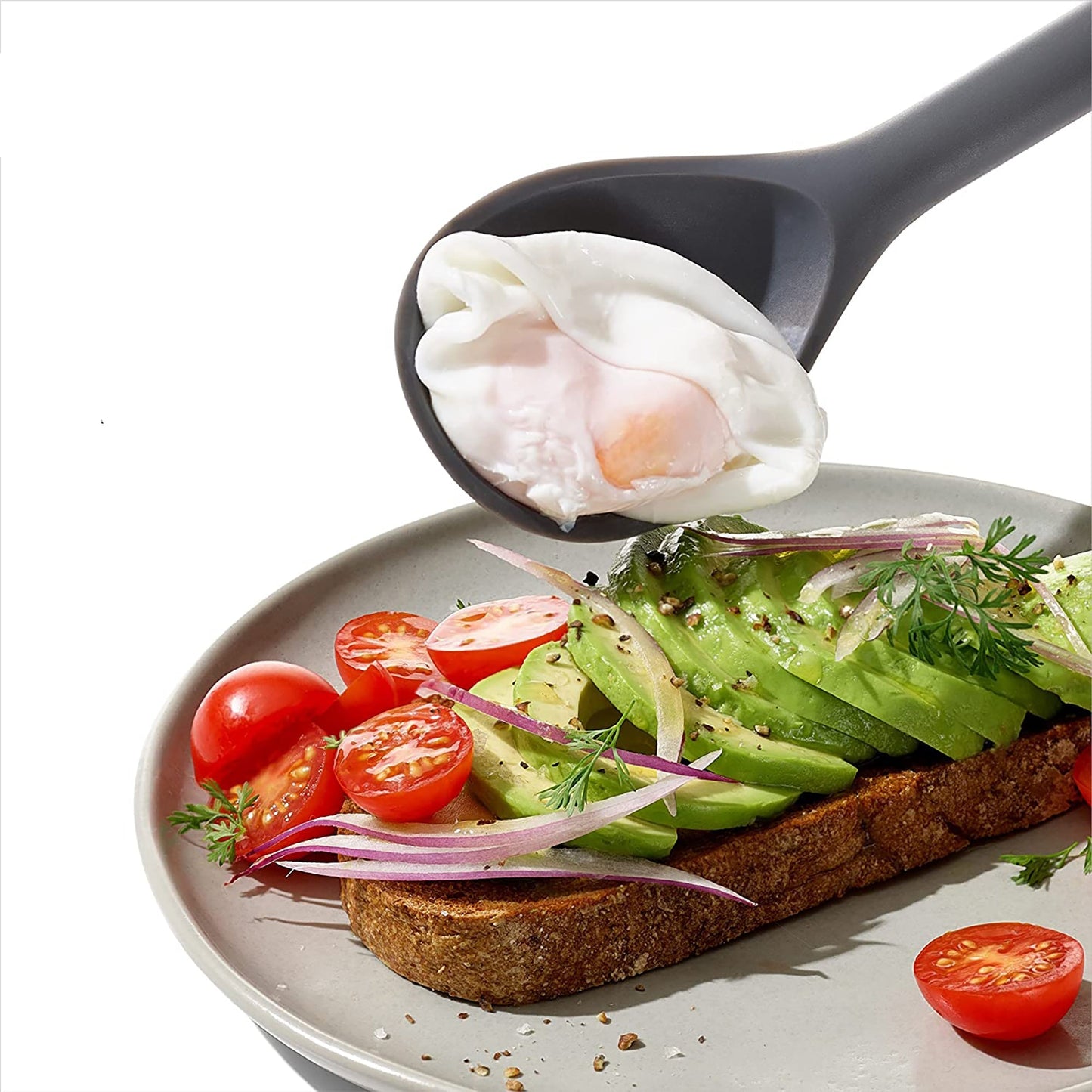 Silicone Slotted Spoon Kitchen Utensil - Black