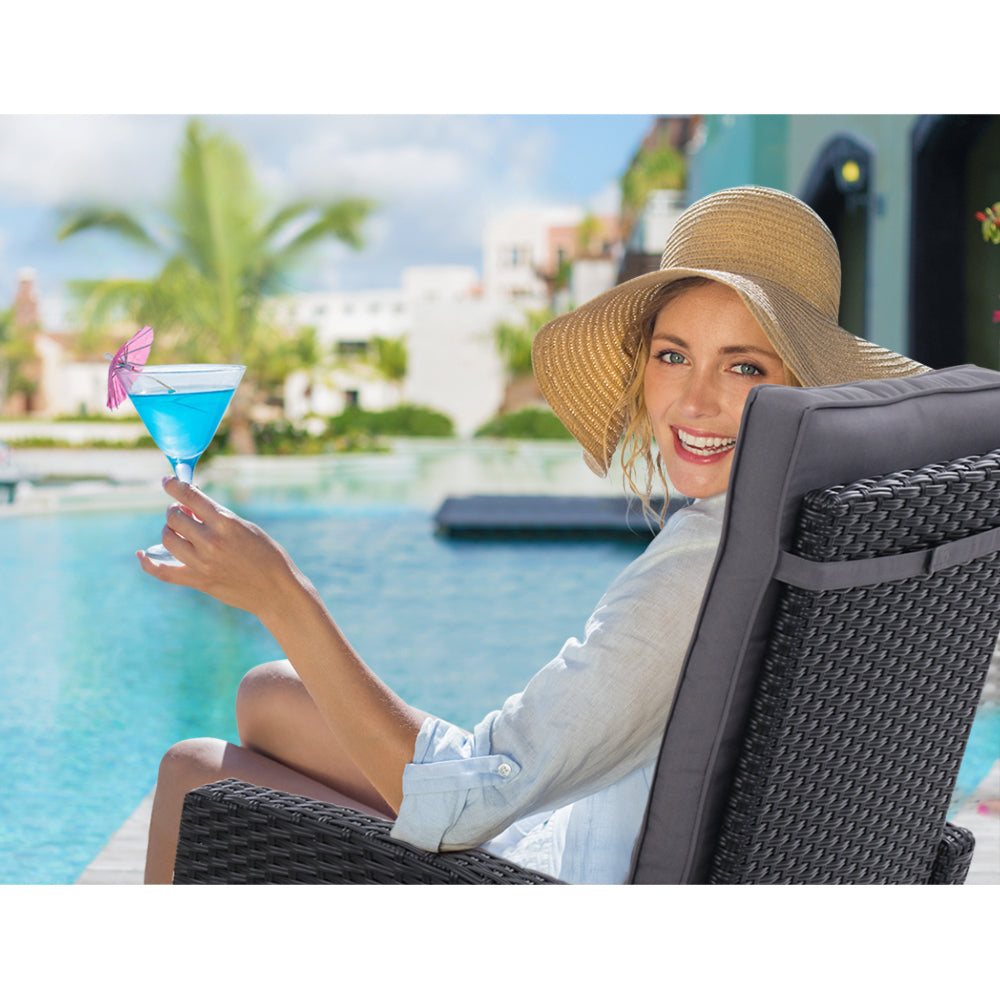 Sun Recliner Chair Wicker Sofa Outdoor Patio Garden Lounge - Black
