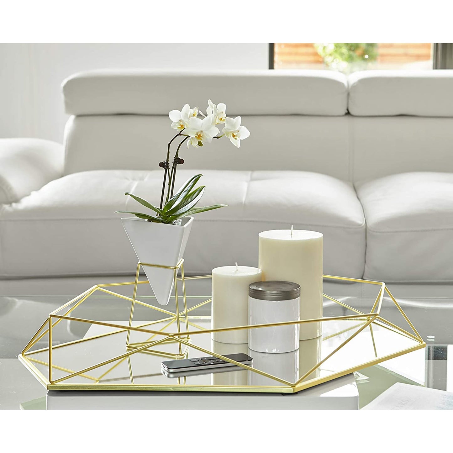 Modern Geometric Shaped Oval Wall Mirror Home Decor - Matte Brass