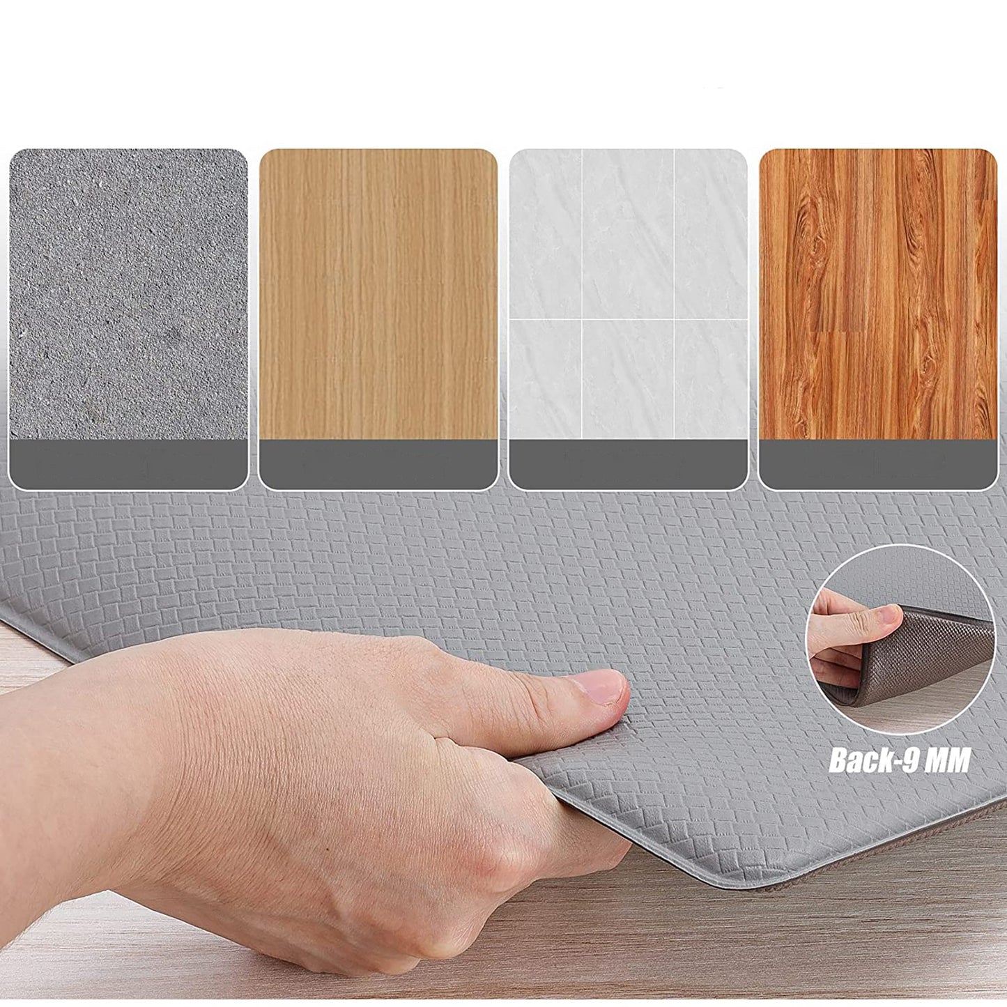 Non Slip Waterproof Cushioned Kitchen Floor Mats Set 2 Pieces - Gray
