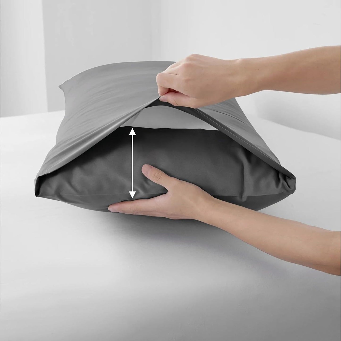 2000TC Ultra Soft Microfiber Zipper Closure Quilt Cover Set - Grey