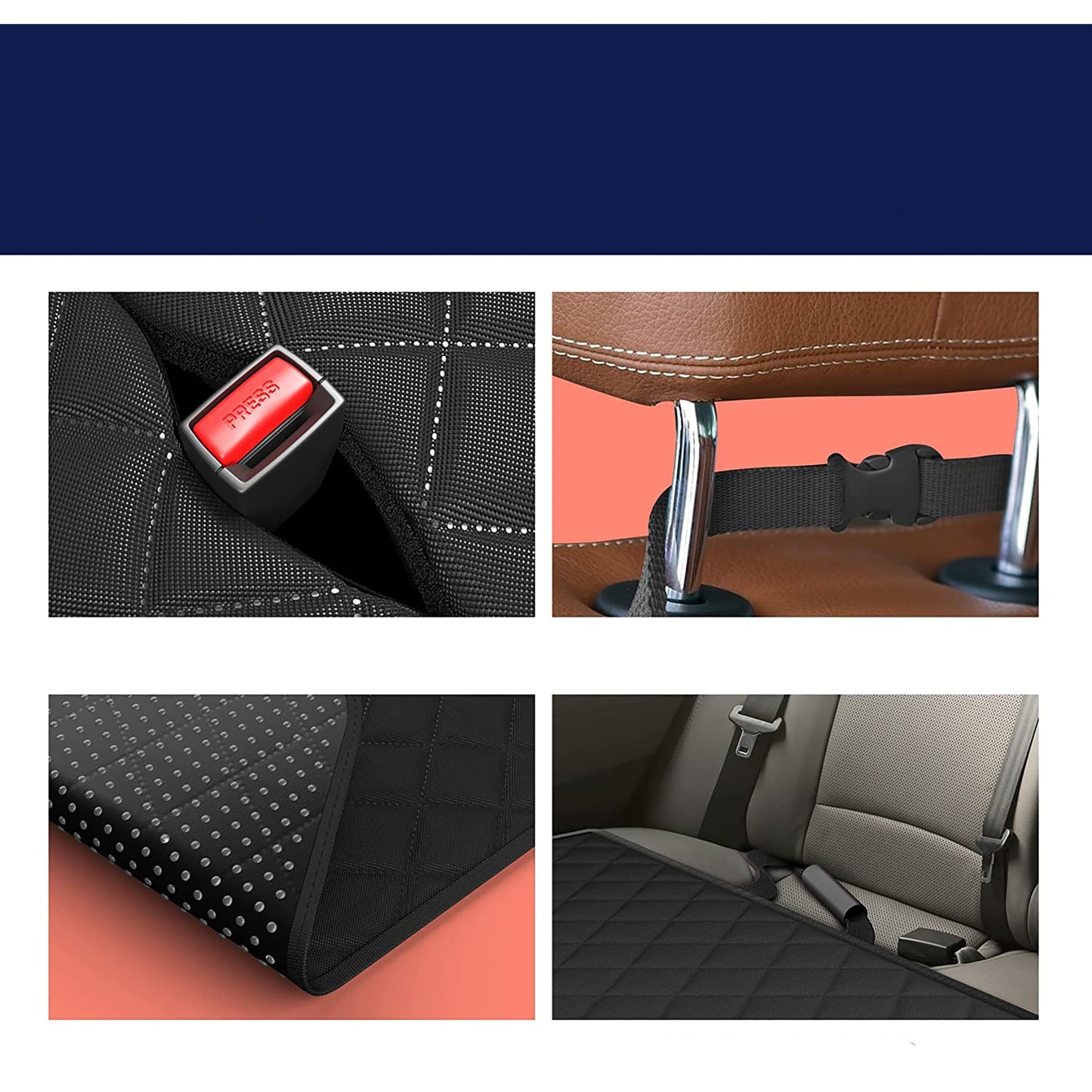 Durable Nonslip Hammock Dog Back Seat Cover Protector Scratchproof Pets Seat Covers for Cars Trucks SUVs - Black