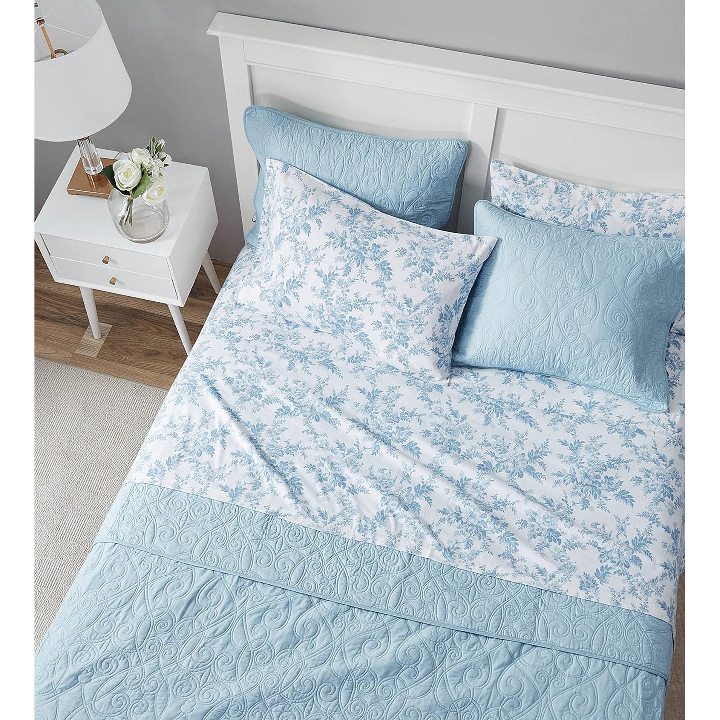 Soft Brushed Cotton Flannel Bedding Sheet Set - Vanessa Blue