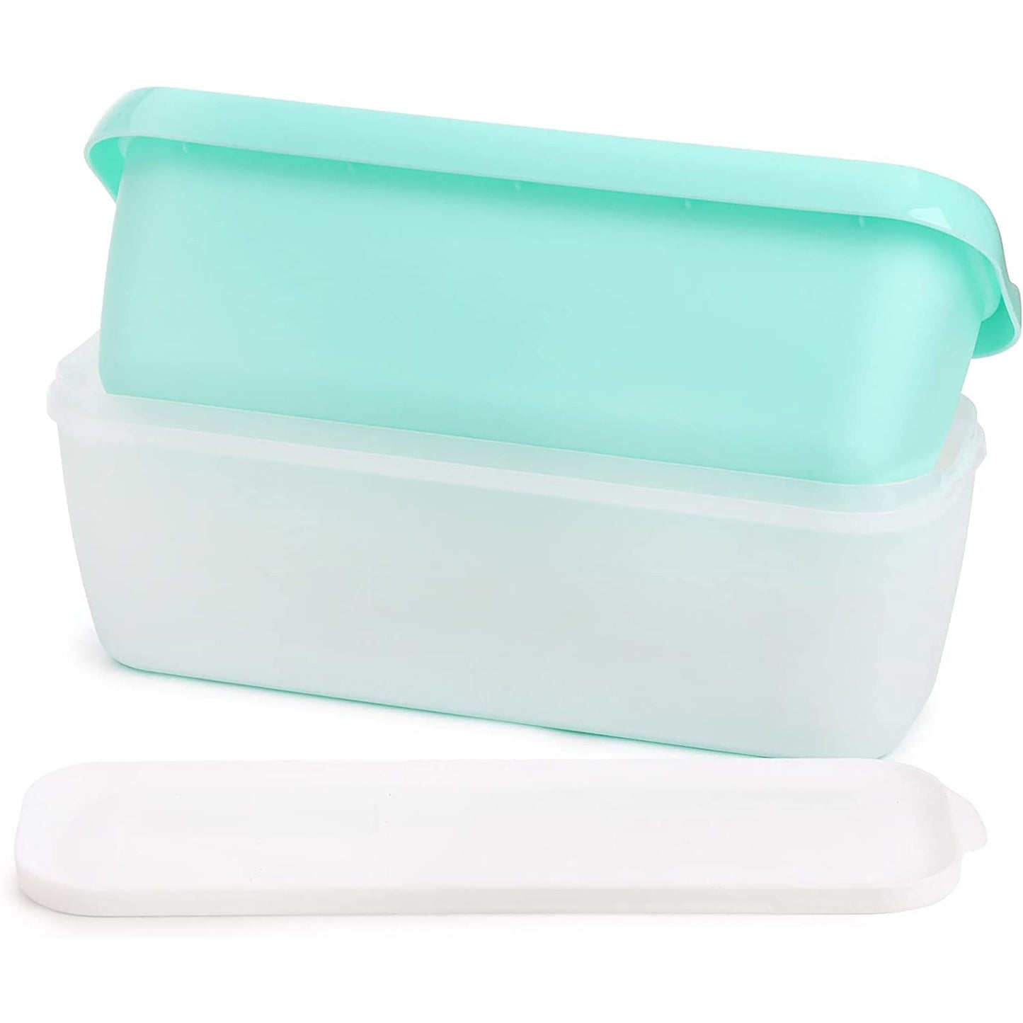2 Pack Reusable Homemade Ice Cream Tubs Freezer Storage Container 1.5 Quarts - Green and Pink