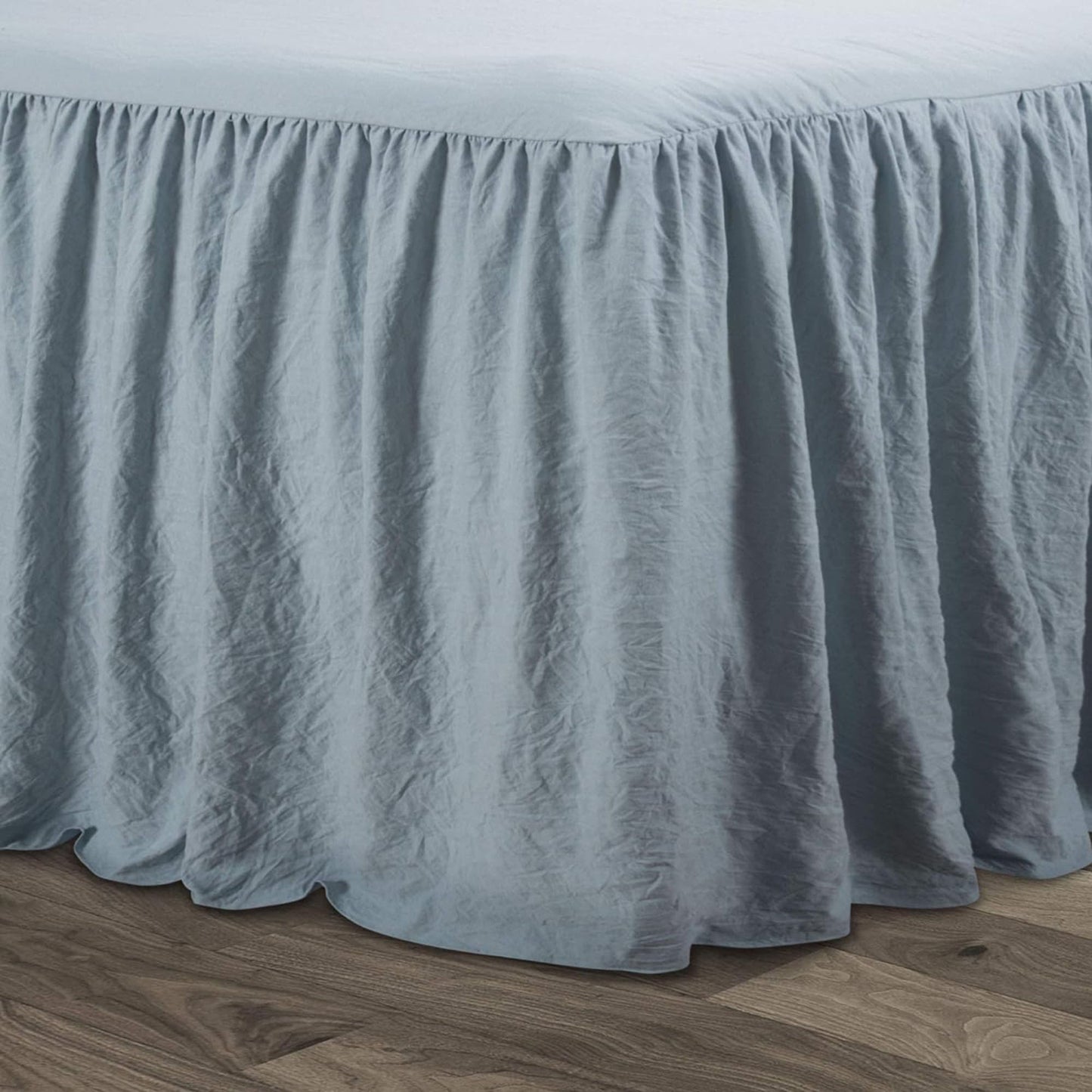 Vintage Chic Farmhouse Style Lightweight Ruffle Skirt Bedspread - Lake Blue