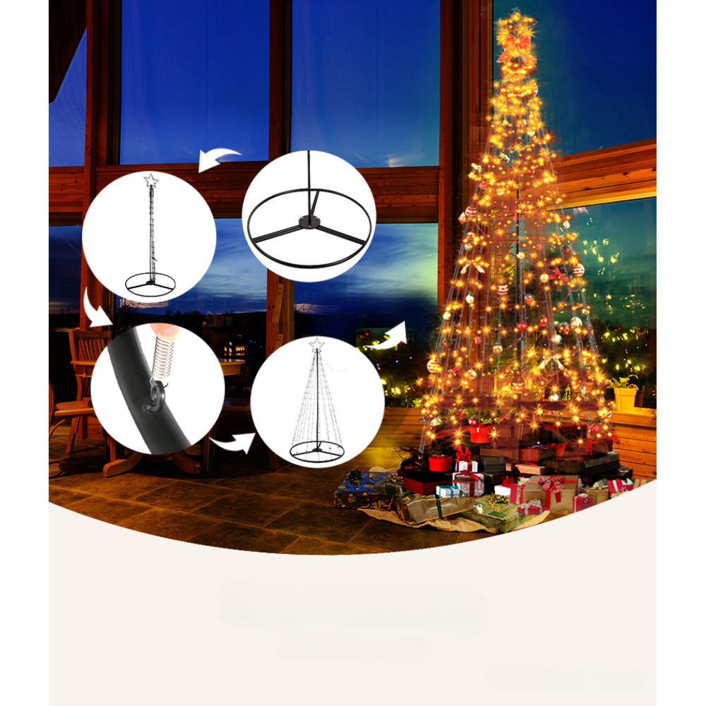 Christmas Tree Xmas Solar Power Warm White 264 LED - 2.1m
