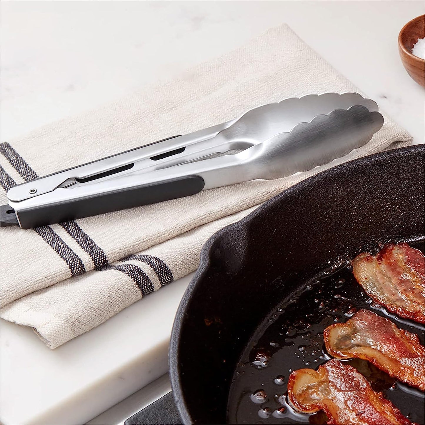 Stainless Steel Tongs with Non Slip Grip - 9 inch