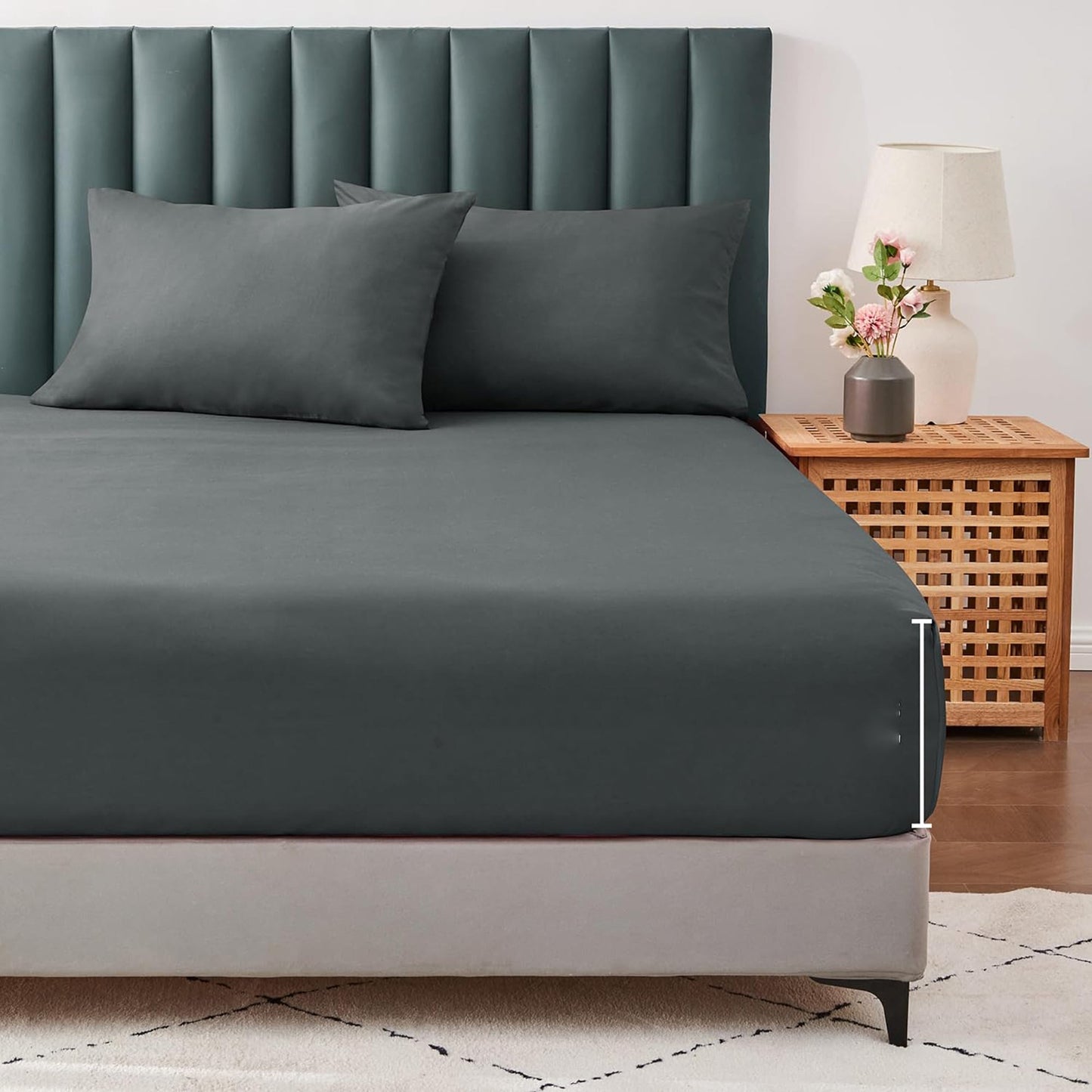 1000TC Cotton Blend Soft and Breathable Fitted Sheet 40cm Deep Pocket - Charcoal