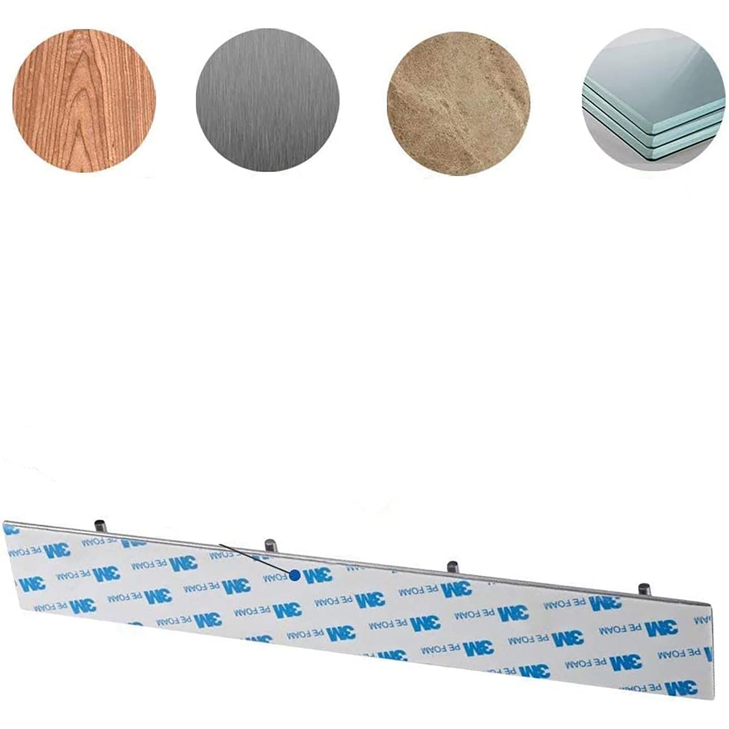 Self Adhesive Stainless Steel Towel Hanger Key Rail Rack with 4 Heavy Duty Hooks 26 cm