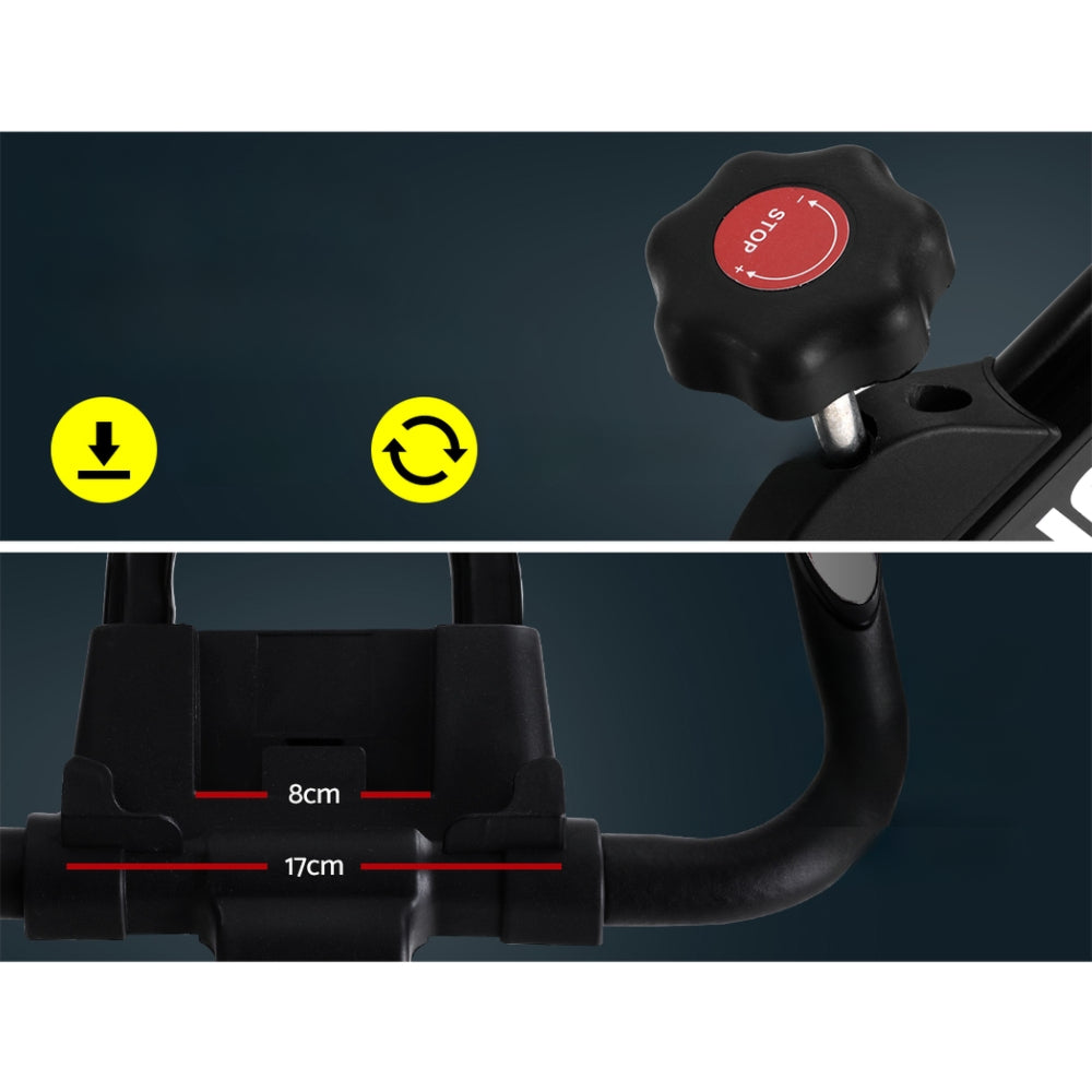 Spin Exercise Bike Flywheel Fitness Commercial Home Workout Gym Phone Holder Black