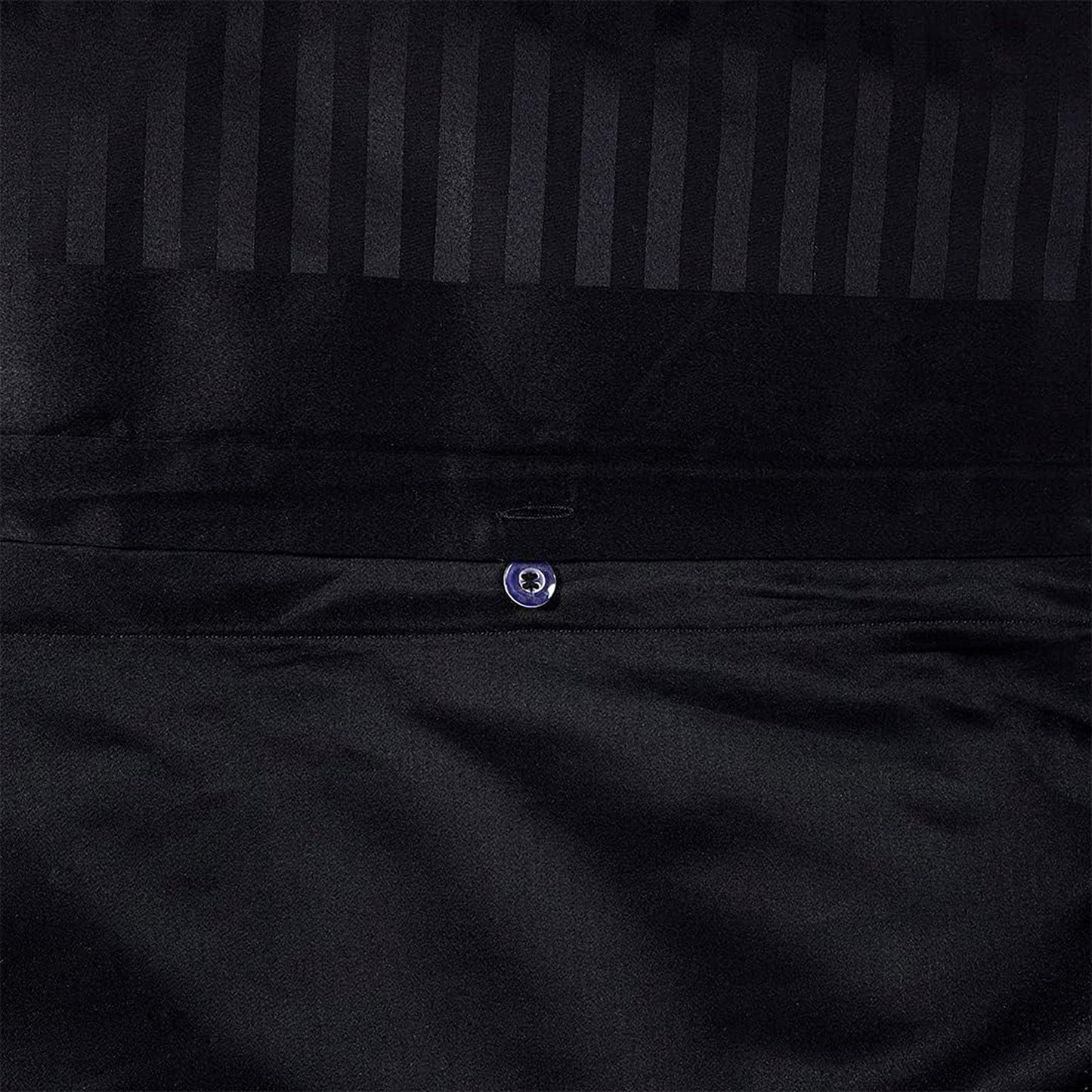 1000 Thread Count Cotton Satin Stripe Reversible Quilt Cover Bedding Set - Black
